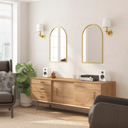 Mila 20"x30" Arched Metal Framed Wall Mirror for Hallways, Entryways, Dining and Living Rooms, Gold