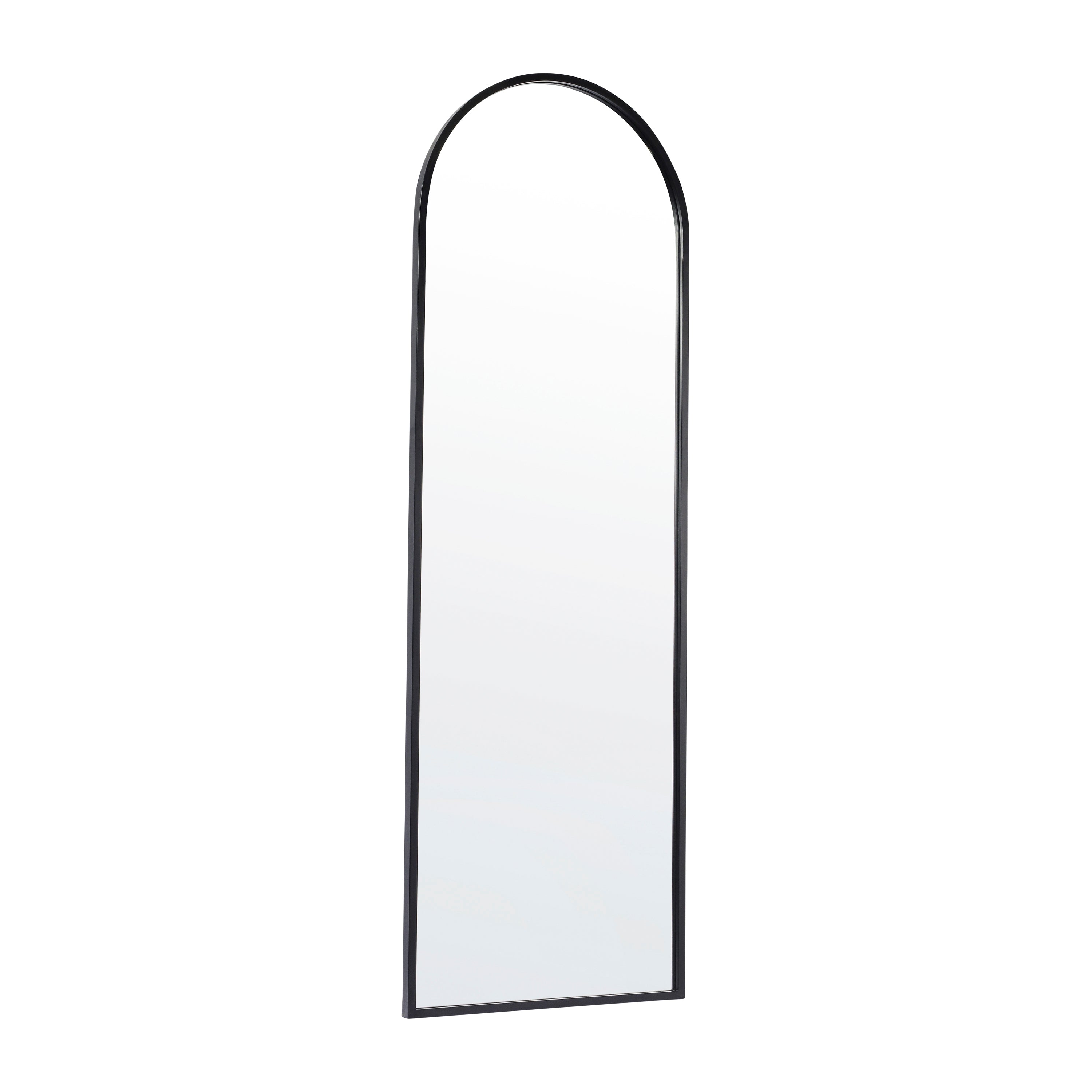 Mila 22"x65" Arched Metal Framed Wall Mirror for Hallways, Entryways, Dining and Living Rooms, Black