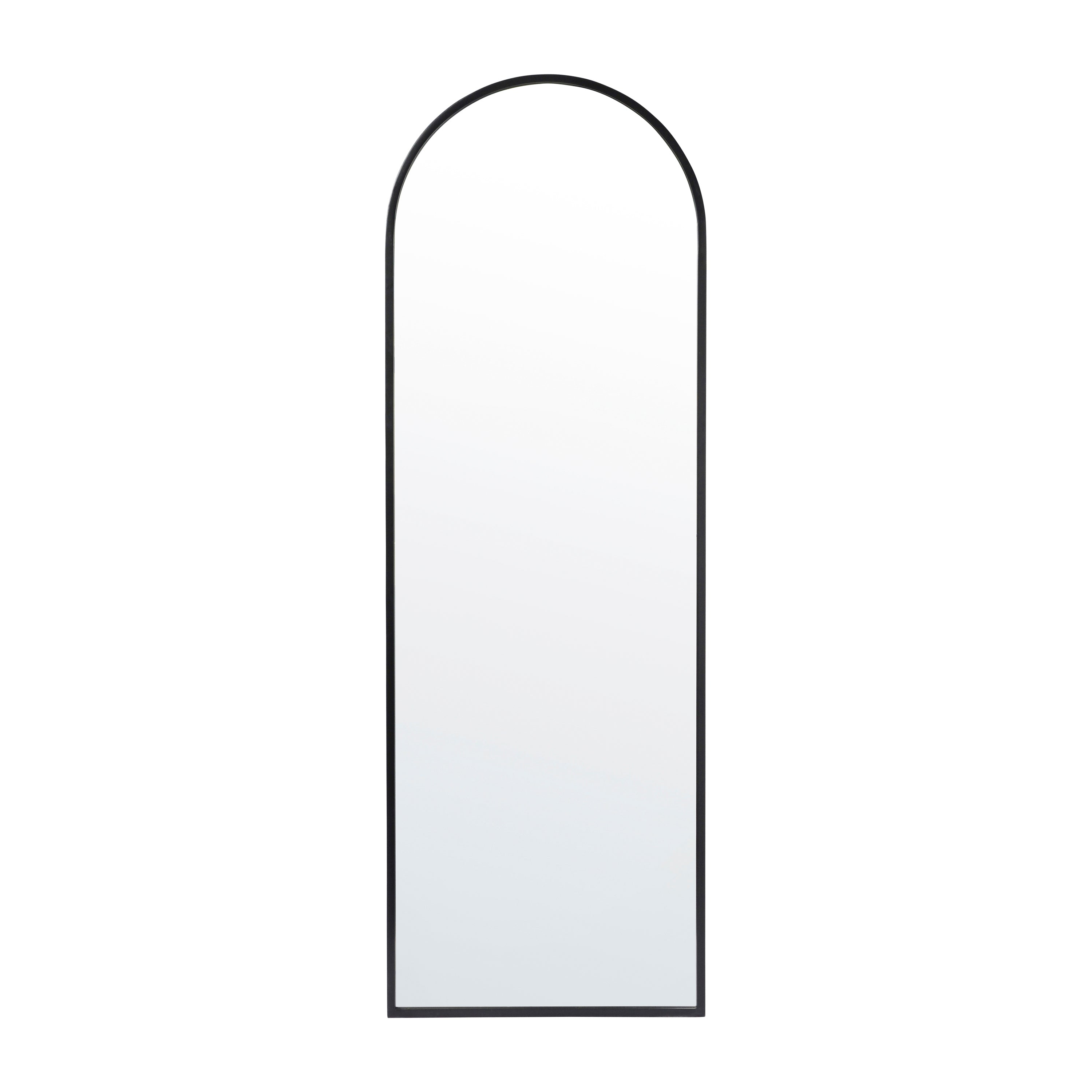 Mila 22"x65" Arched Metal Framed Wall Mirror for Hallways, Entryways, Dining and Living Rooms, Black