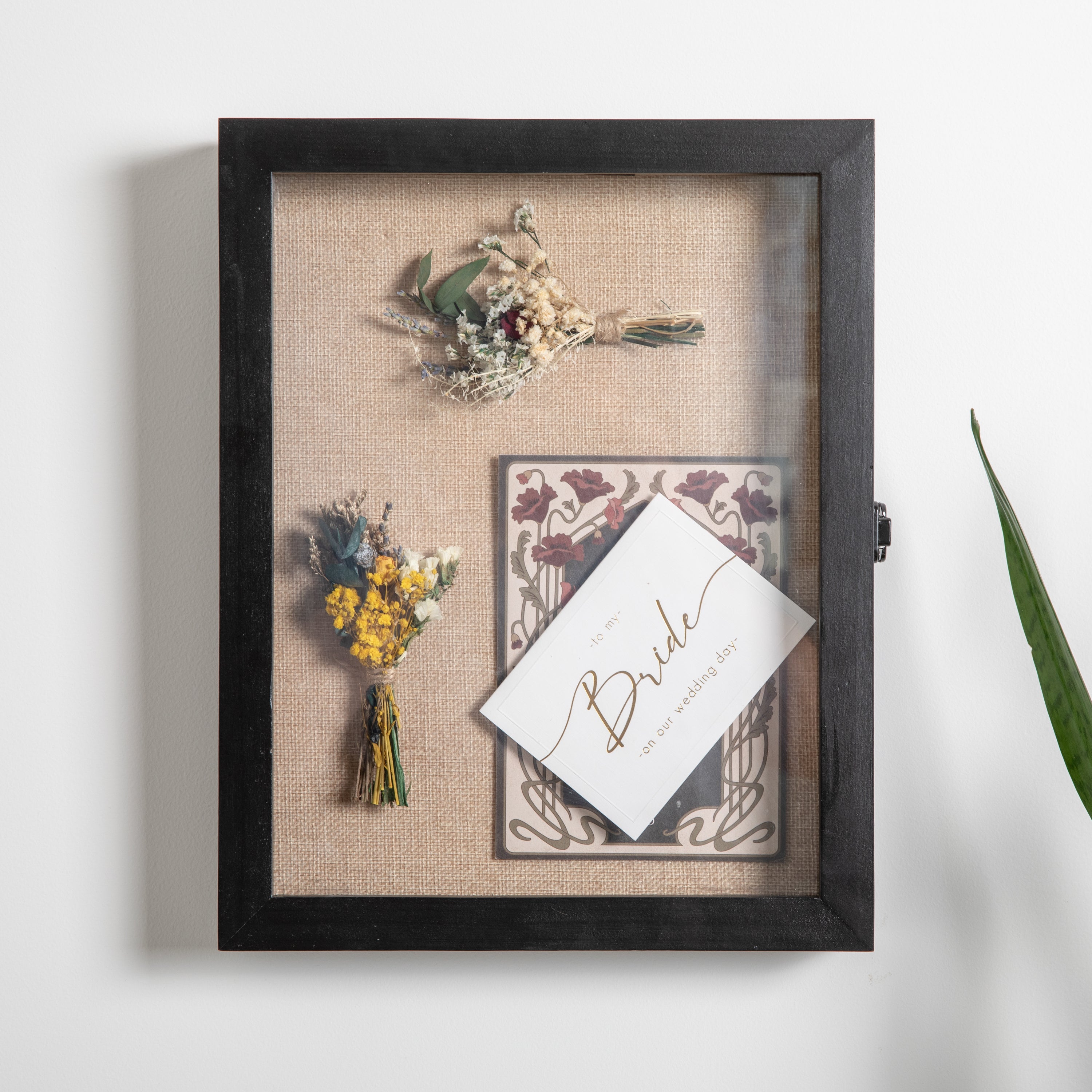 Peyton 11x14 Shadow Box Display Case with Linen Liner, 8 Push Pins and Solid Pine Wood Frame in Black