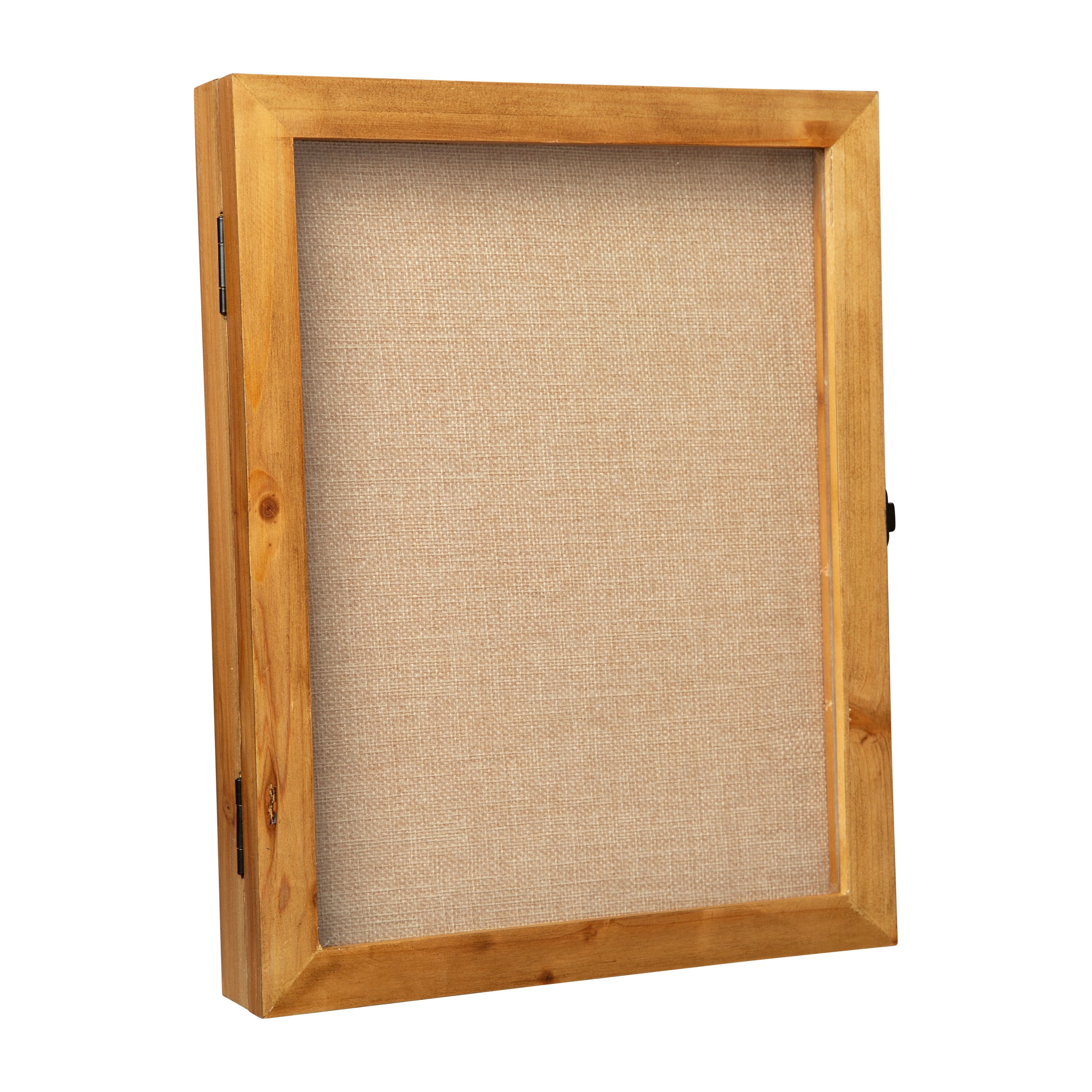 Peyton 11x14 Shadow Box Display Case with Linen Liner, 8 Push Pins and Solid Pine Wood Frame in Weathered Brown
