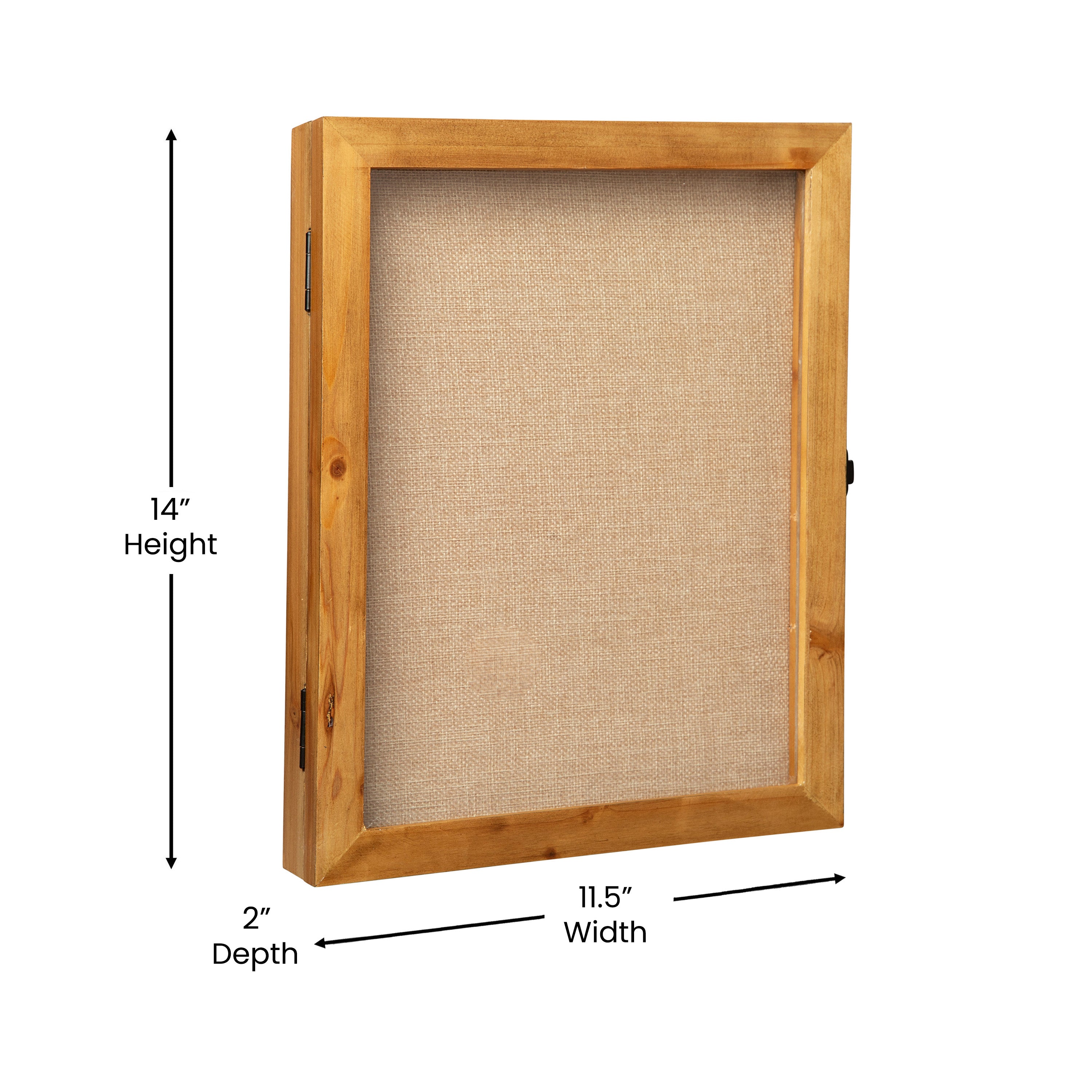 Peyton 11x14 Shadow Box Display Case with Linen Liner, 8 Push Pins and Solid Pine Wood Frame in Weathered Brown