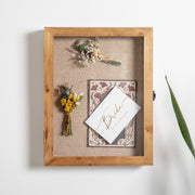 Peyton 11x14 Shadow Box Display Case with Linen Liner, 8 Push Pins and Solid Pine Wood Frame in Weathered Brown