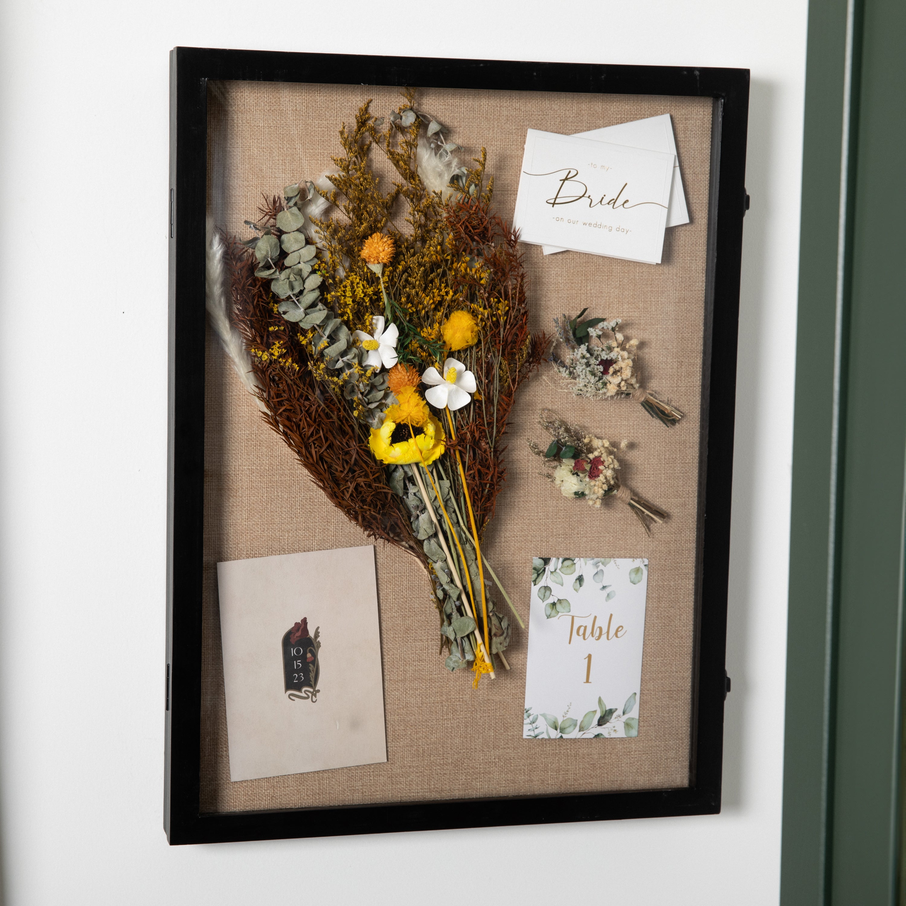 Peyton 18x24 Shadow Box Display Case with Linen Liner, 8 Push Pins and Solid Pine Wood Frame in Black