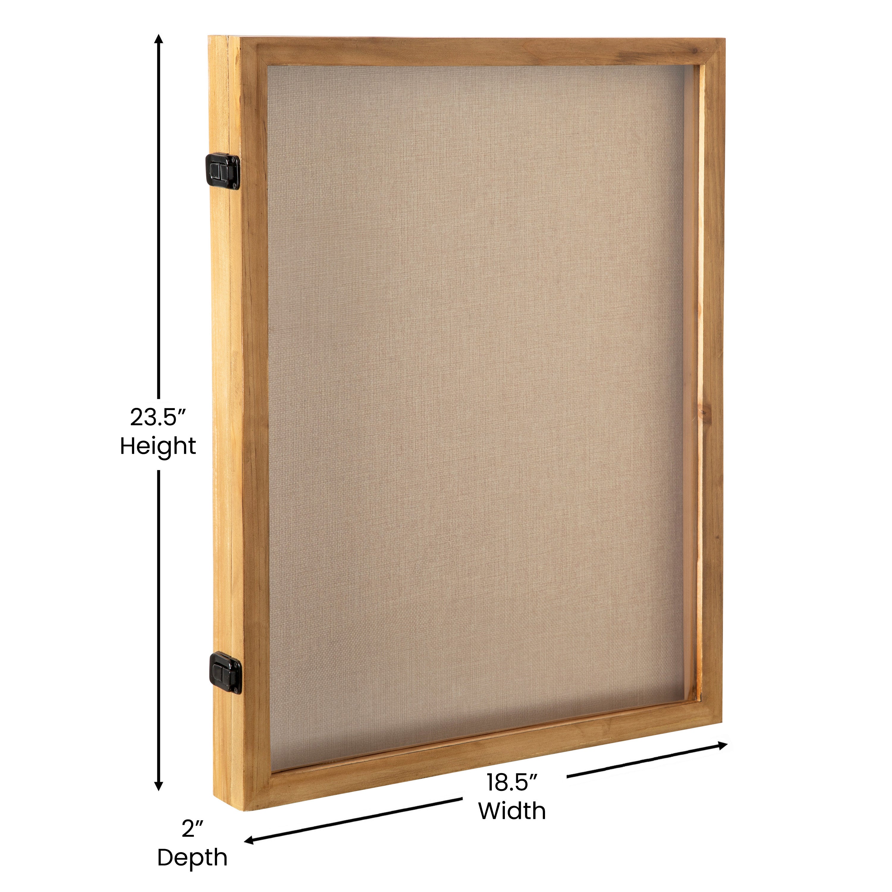 Peyton 18x24 Shadow Box Display Case with Linen Liner, 8 Push Pins and Solid Pine Wood Frame in Weathered Brown