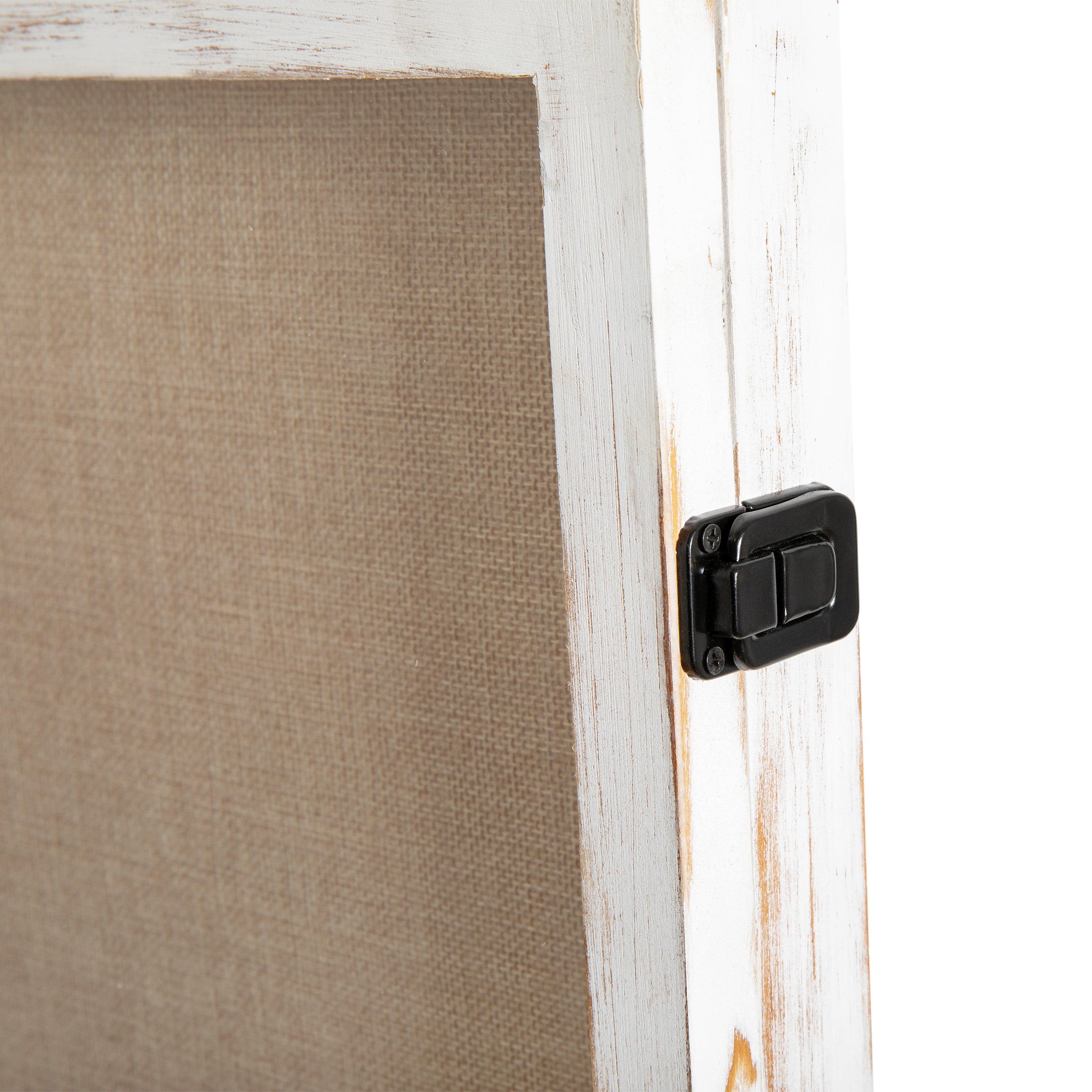 Peyton 18x24 Shadow Box Display Case with Linen Liner, 8 Push Pins and Solid Pine Wood Frame in Whitewash