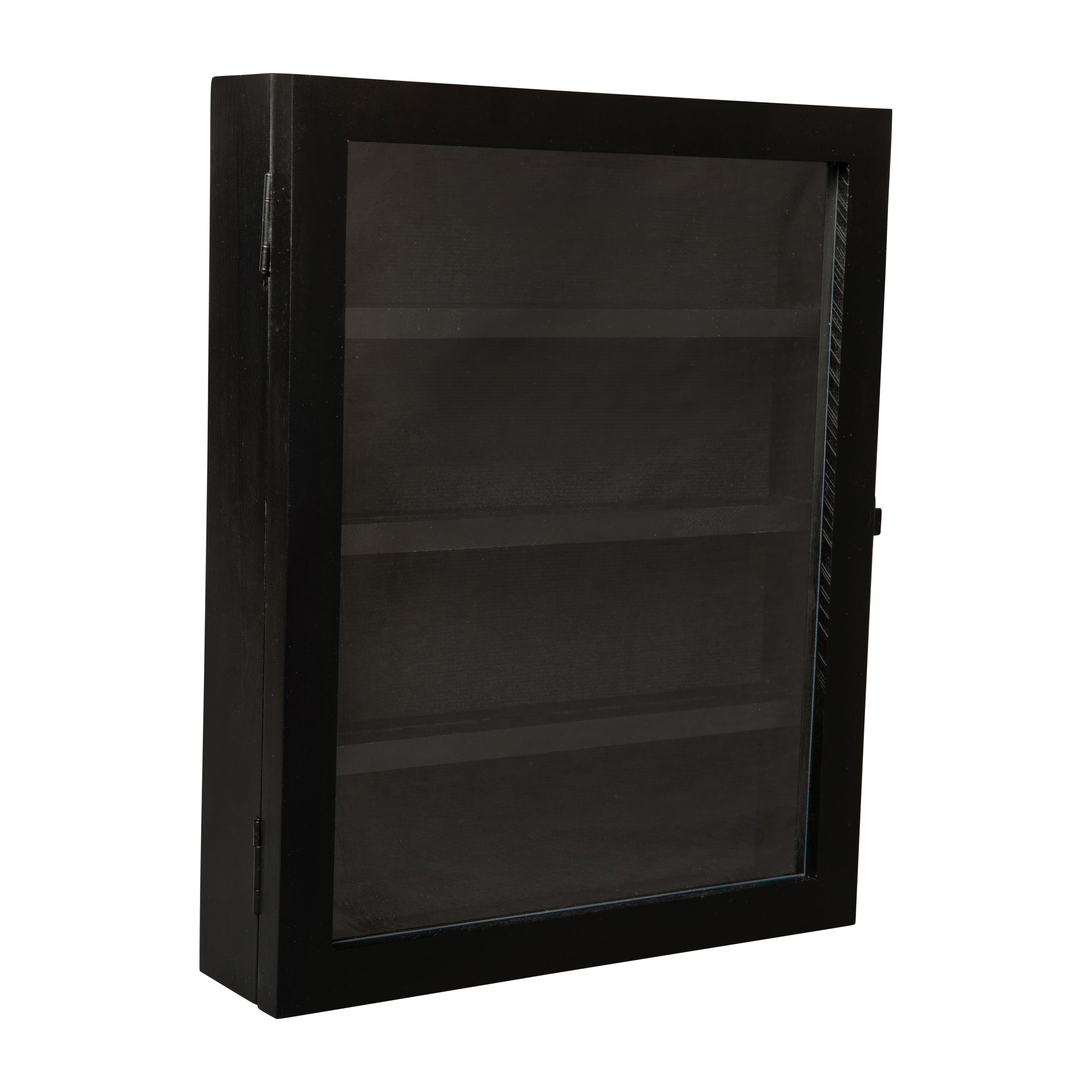 Maverick 11x14 Solid Pine Medals Display Case with 3 Channel Grooved Removable Shelves in Black