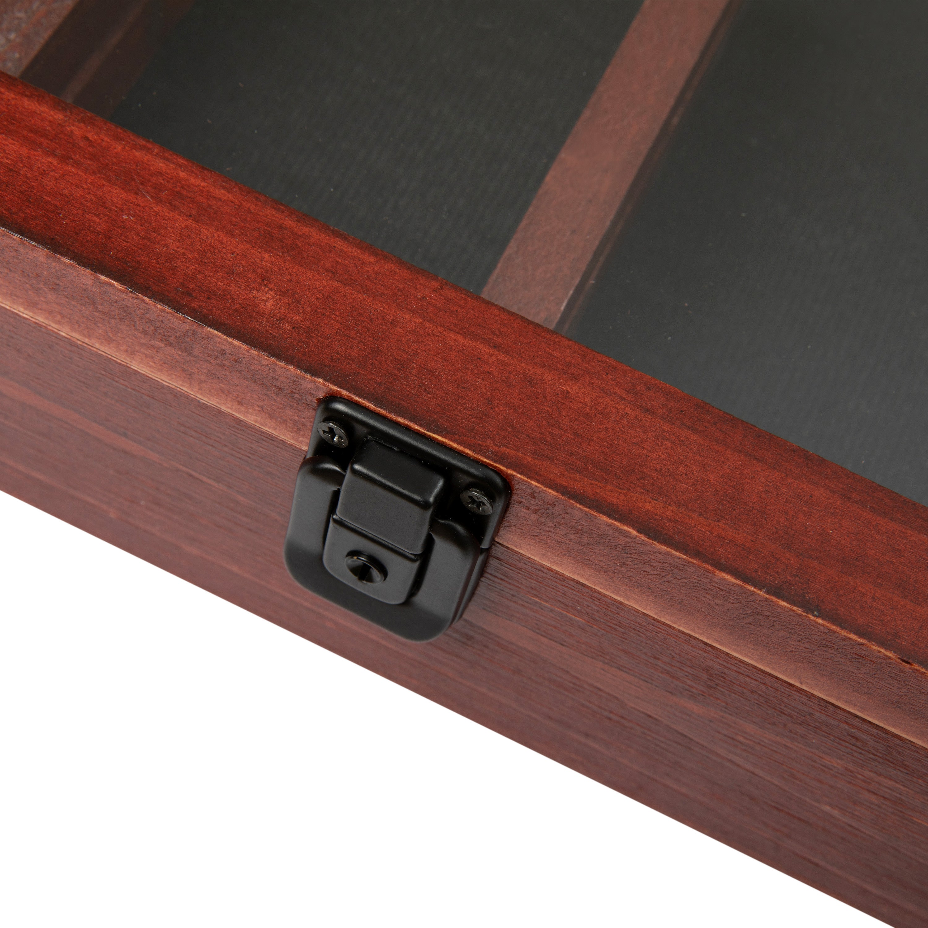 Maverick 11x14 Solid Pine Medals Display Case with 3 Channel Grooved Removable Shelves in Mahogany