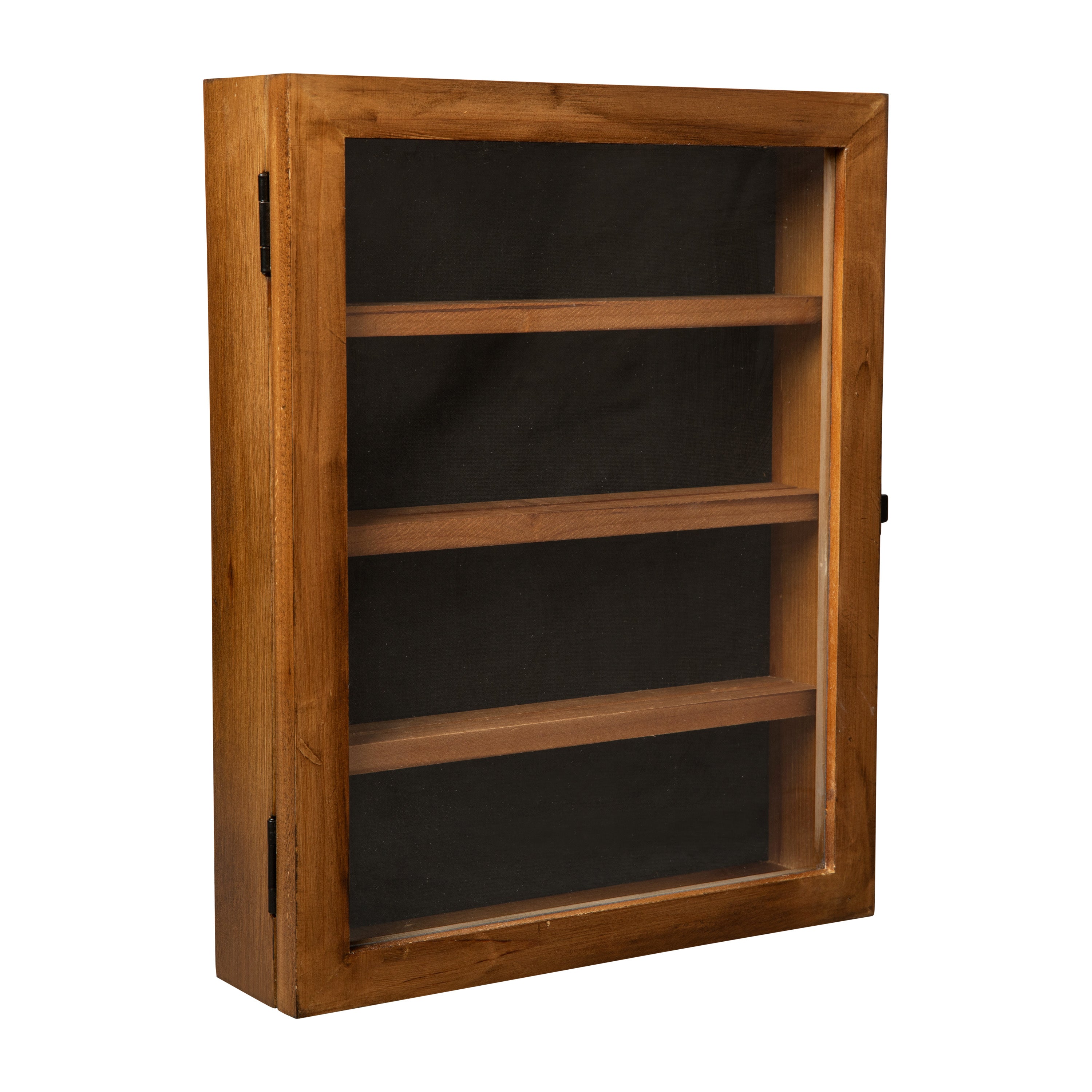Maverick 11x14 Solid Pine Medals Display Case with 3 Channel Grooved Removable Shelves in Rustic Brown