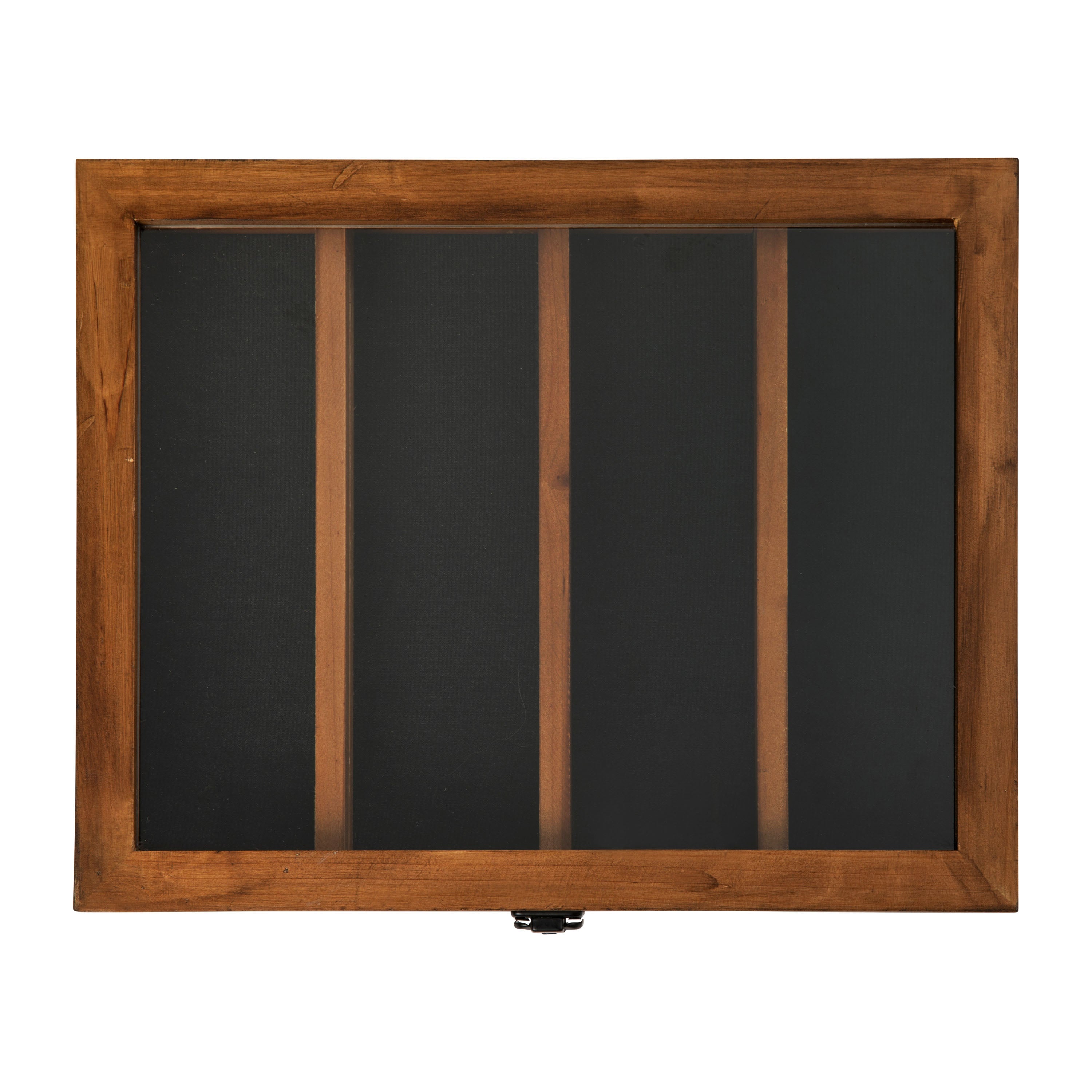 Maverick 11x14 Solid Pine Medals Display Case with 3 Channel Grooved Removable Shelves in Rustic Brown