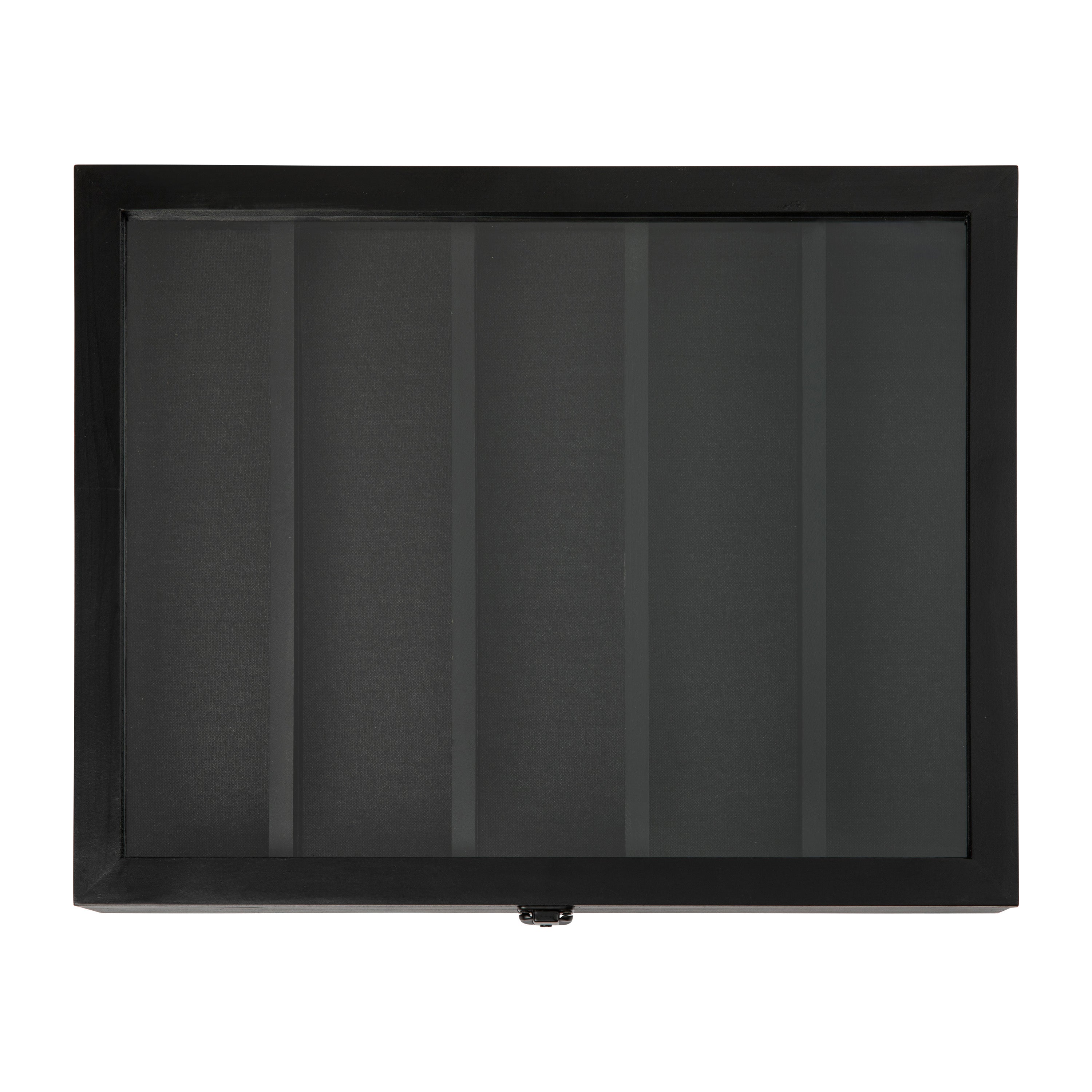 Maverick 14.5x17.5 Solid Pine Medals Display Case with 4 Channel Grooved Removable Shelves in Black