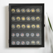Maverick 14.5x17.5 Solid Pine Medals Display Case with 4 Channel Grooved Removable Shelves in Black