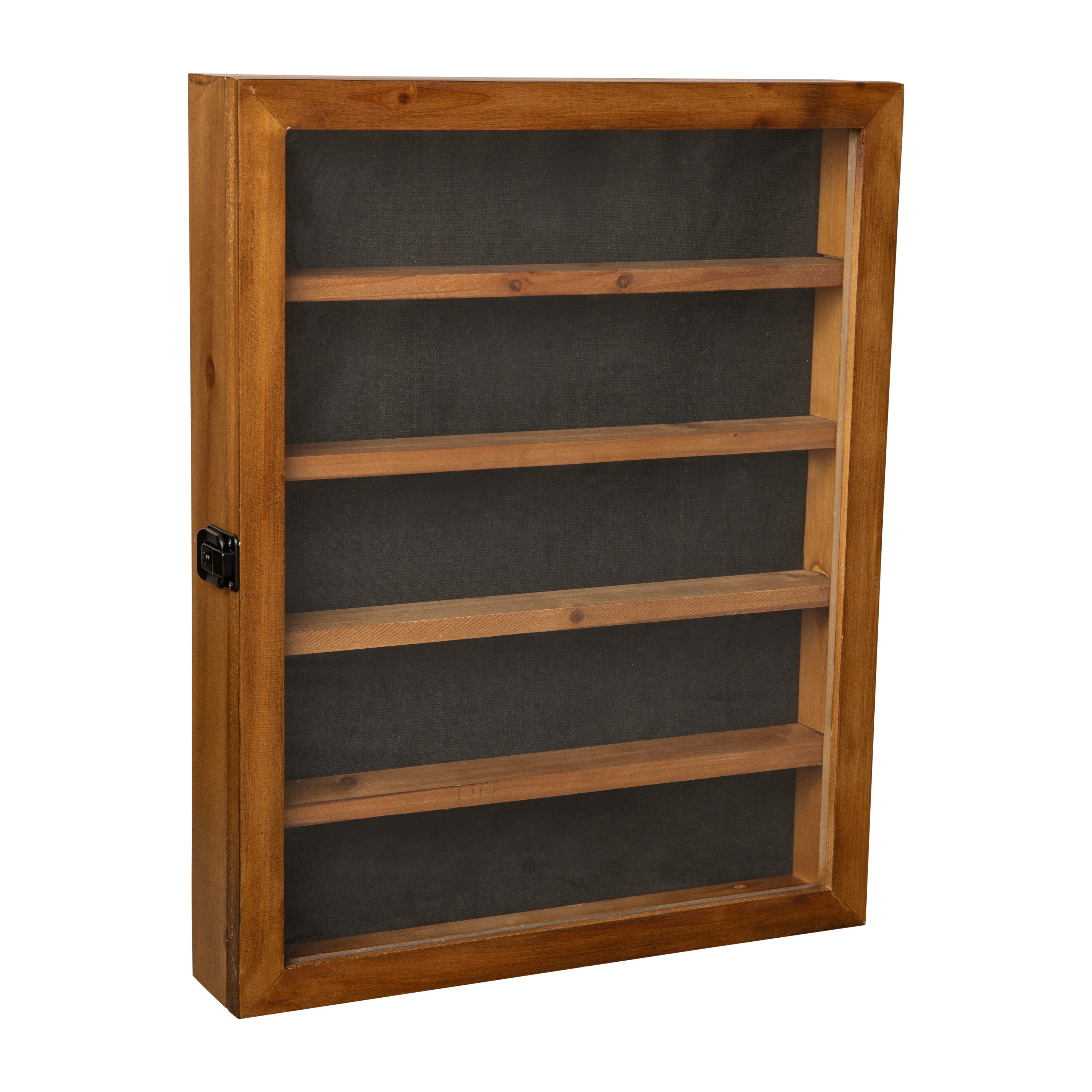 Maverick 14.5x17.5 Solid Pine Medals Display Case with 4 Channel Grooved Removable Shelves in Rustic Brown