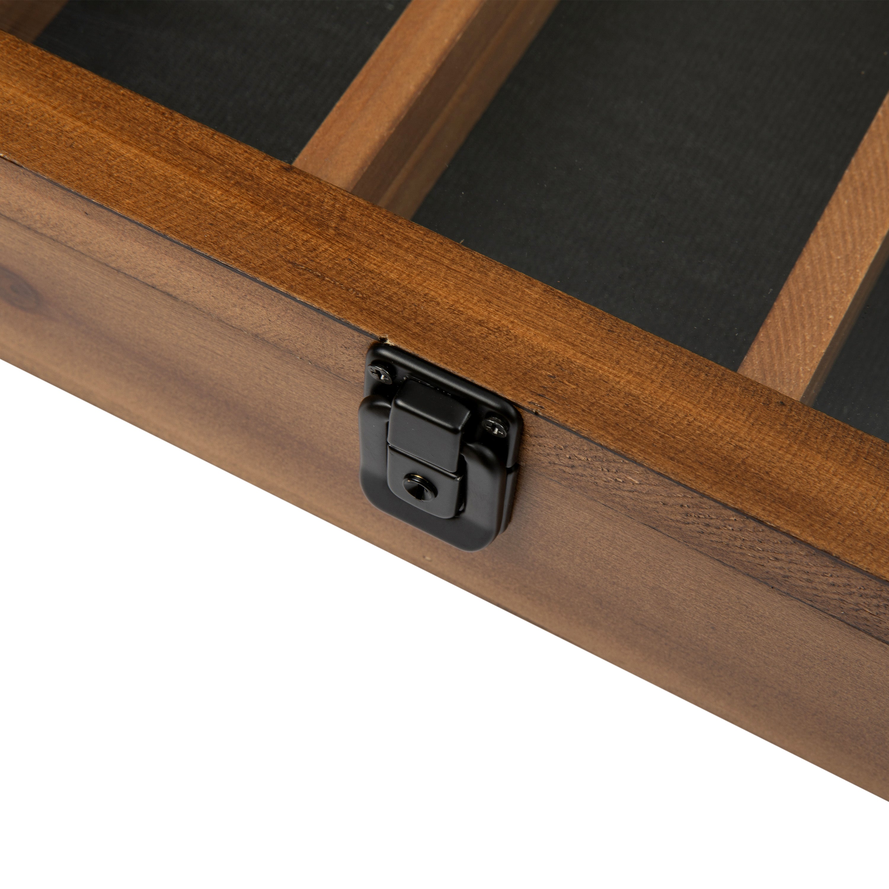 Maverick 14.5x17.5 Solid Pine Medals Display Case with 4 Channel Grooved Removable Shelves in Rustic Brown