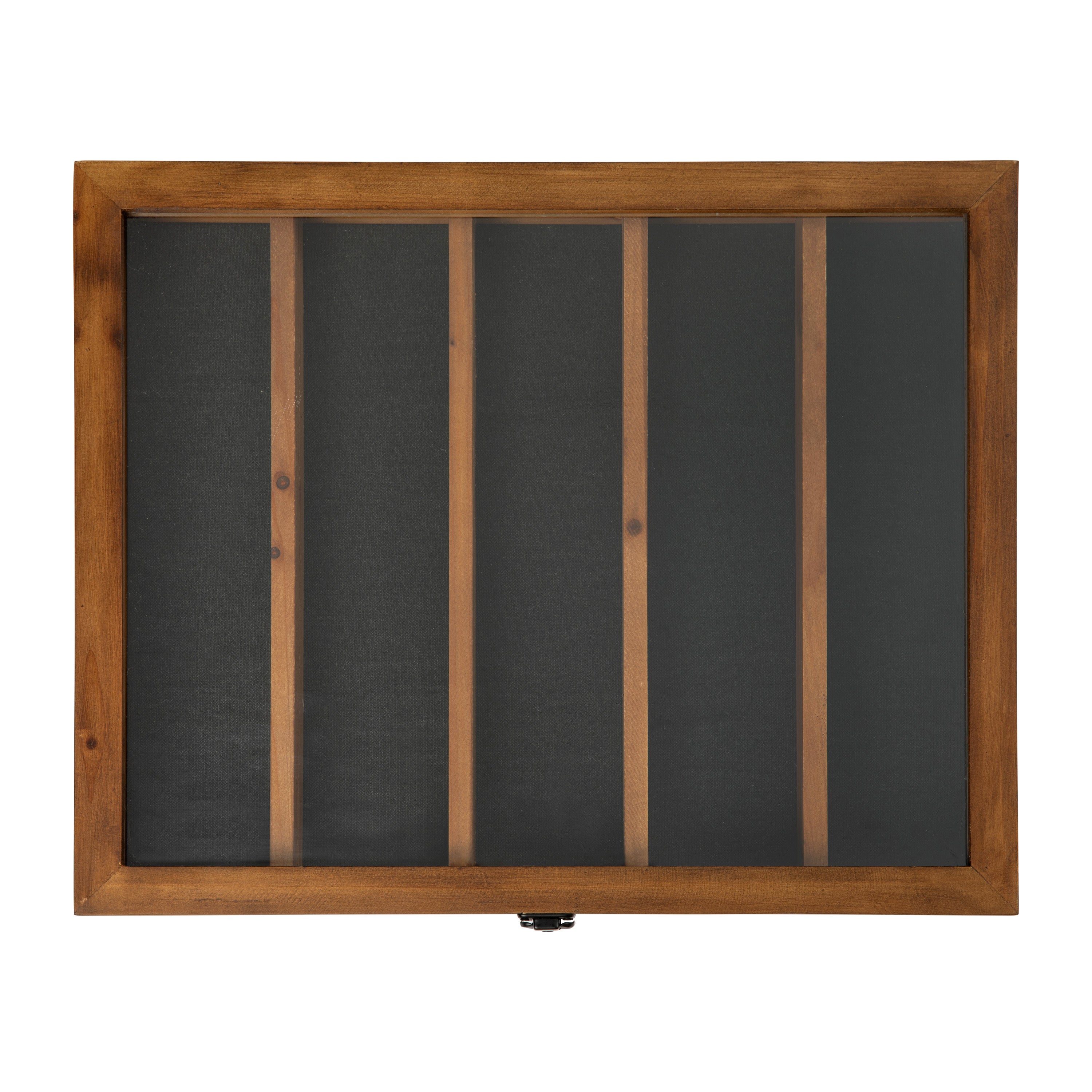 Maverick 14.5x17.5 Solid Pine Medals Display Case with 4 Channel Grooved Removable Shelves in Rustic Brown