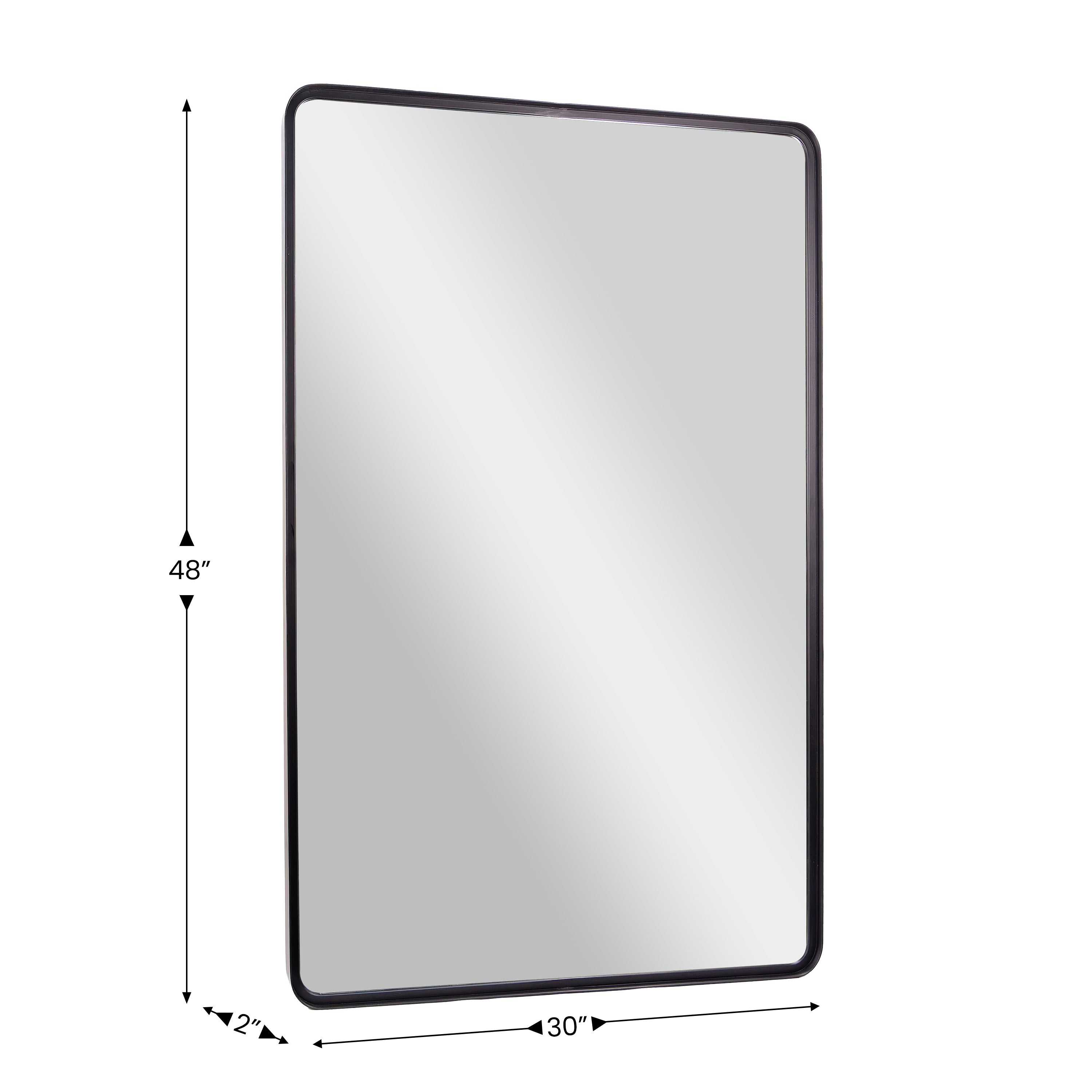 Ava 48" x 30" Metal Deep Framed Wall Mirror - Large Accent Mirror for Bathroom, Entryway, Dining Room, & Living Room in Black