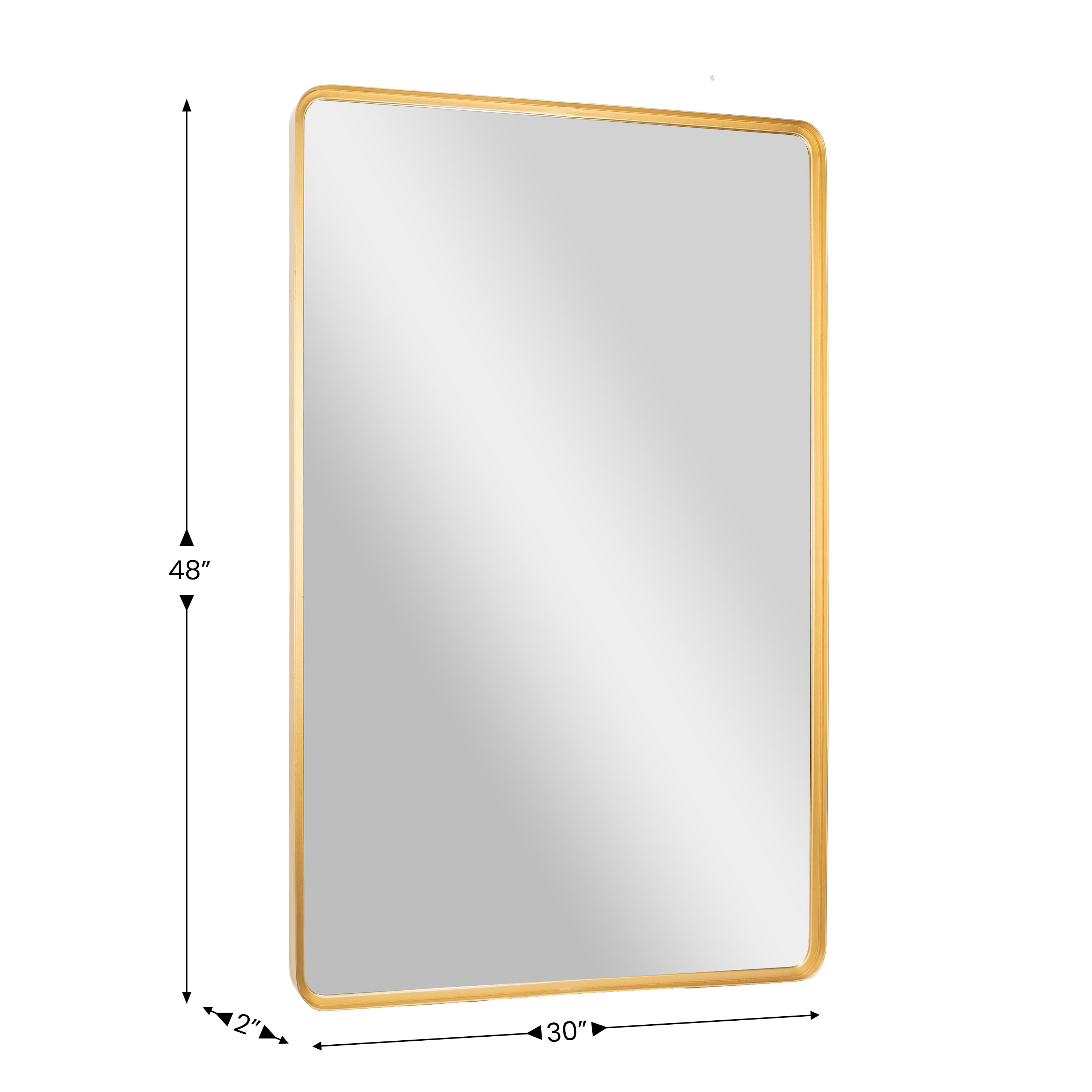 Ava 48" x 30" Metal Deep Framed Wall Mirror - Large Accent Mirror for Bathroom, Entryway, Dining Room, & Living Room in Gold