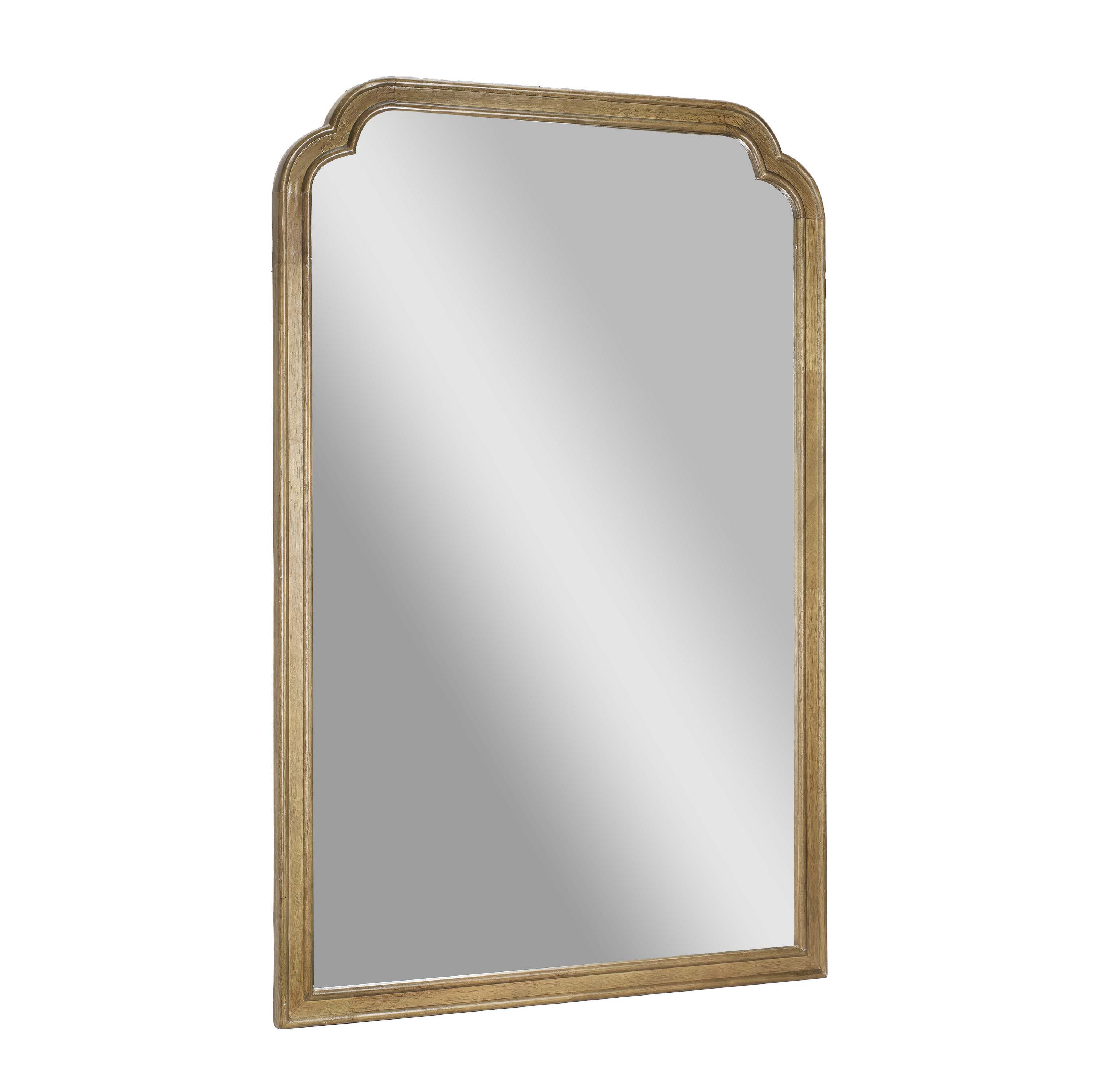 Efie 36" x 24" Large Accent Wall Mirror with Solid Wood Frame for Bathroom, Entryway, Dining Room & Living Room in Weathered
