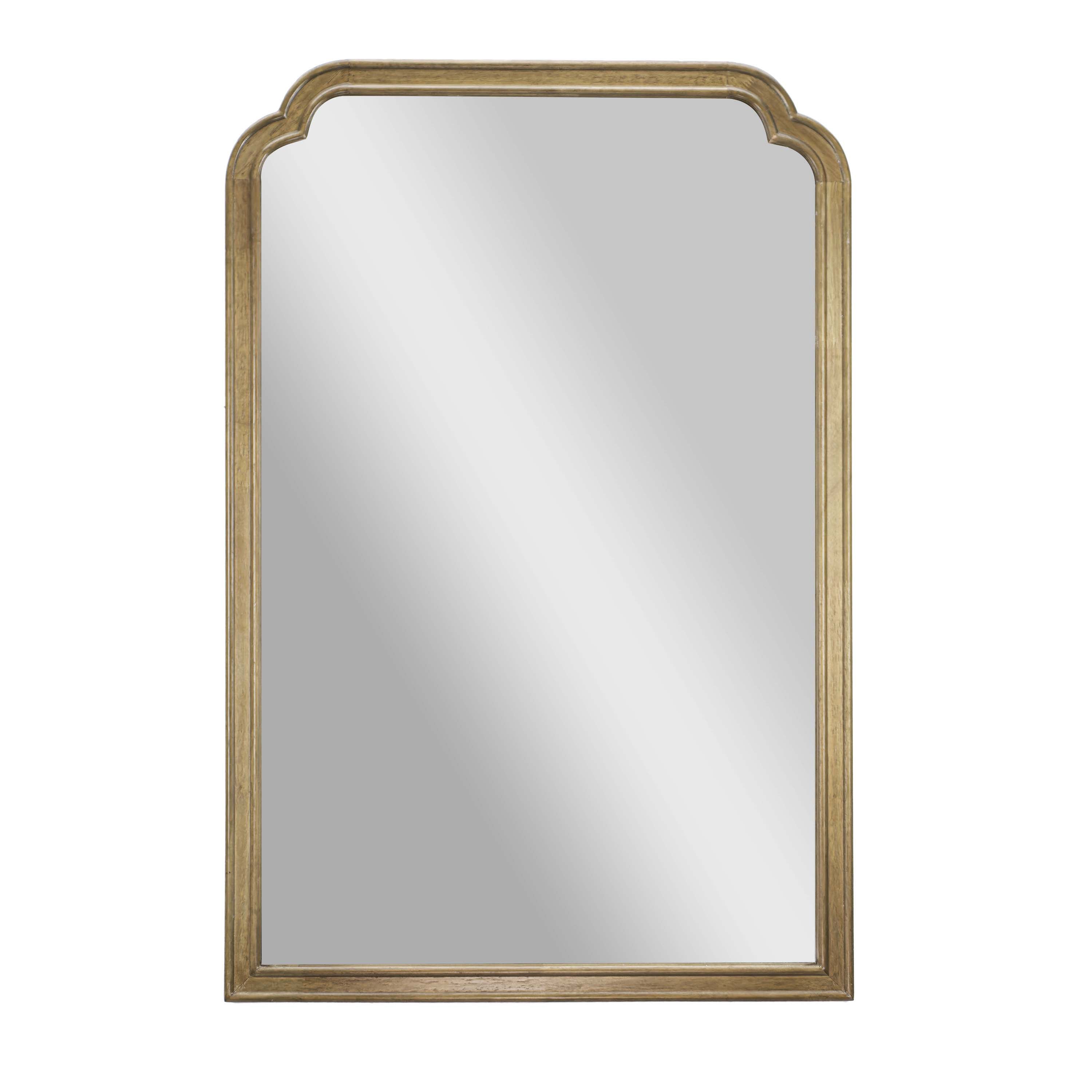 Efie 36" x 24" Large Accent Wall Mirror with Solid Wood Frame for Bathroom, Entryway, Dining Room & Living Room in Weathered