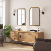 Efie 36" x 24" Large Accent Wall Mirror with Solid Wood Frame for Bathroom, Entryway, Dining Room & Living Room in Weathered