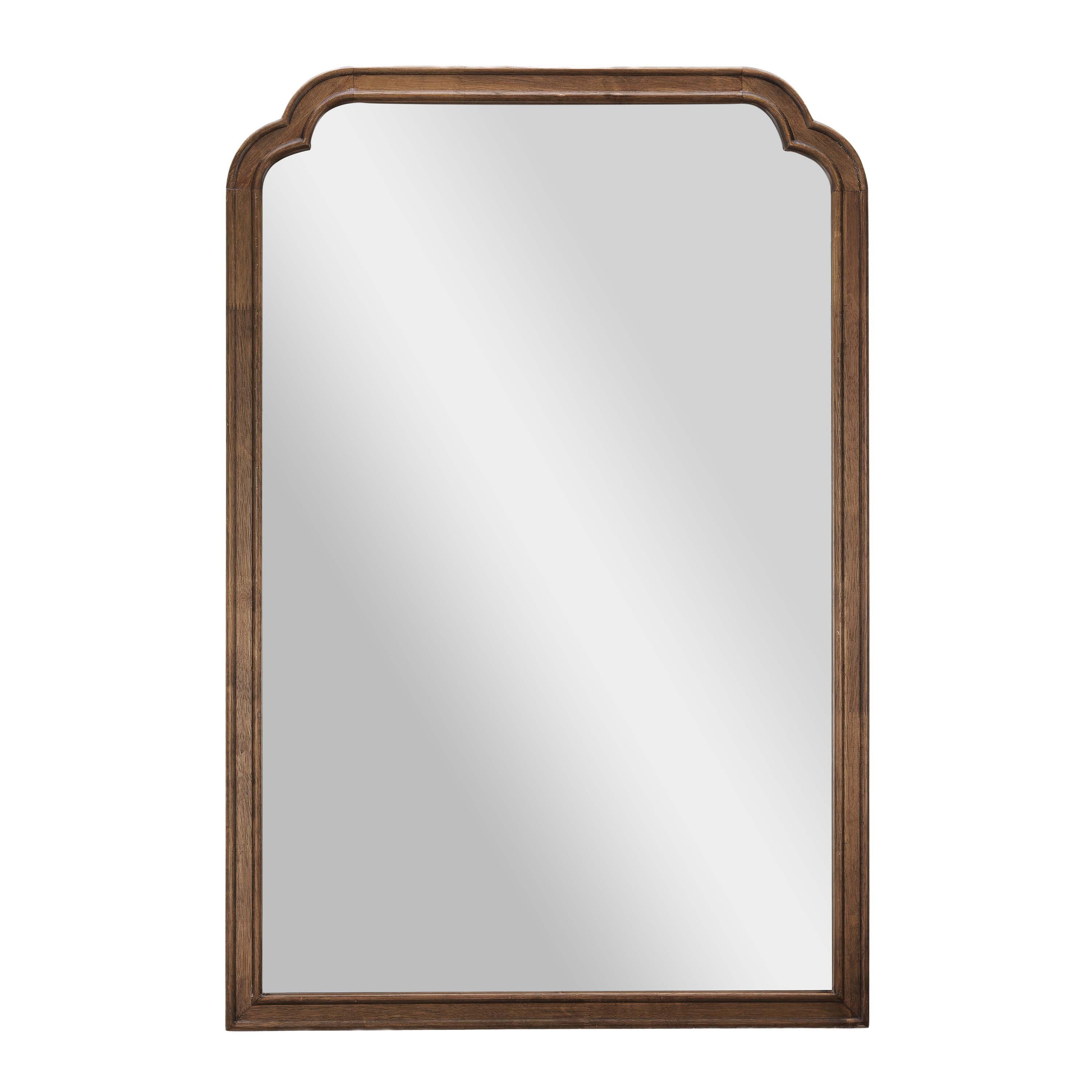 Efie 36" x 24" Large Accent Wall Mirror with Solid Wood Frame for Bathroom, Entryway, Dining Room & Living Room in Rustic Brown