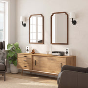 Efie 36" x 24" Large Accent Wall Mirror with Solid Wood Frame for Bathroom, Entryway, Dining Room & Living Room in Rustic Brown