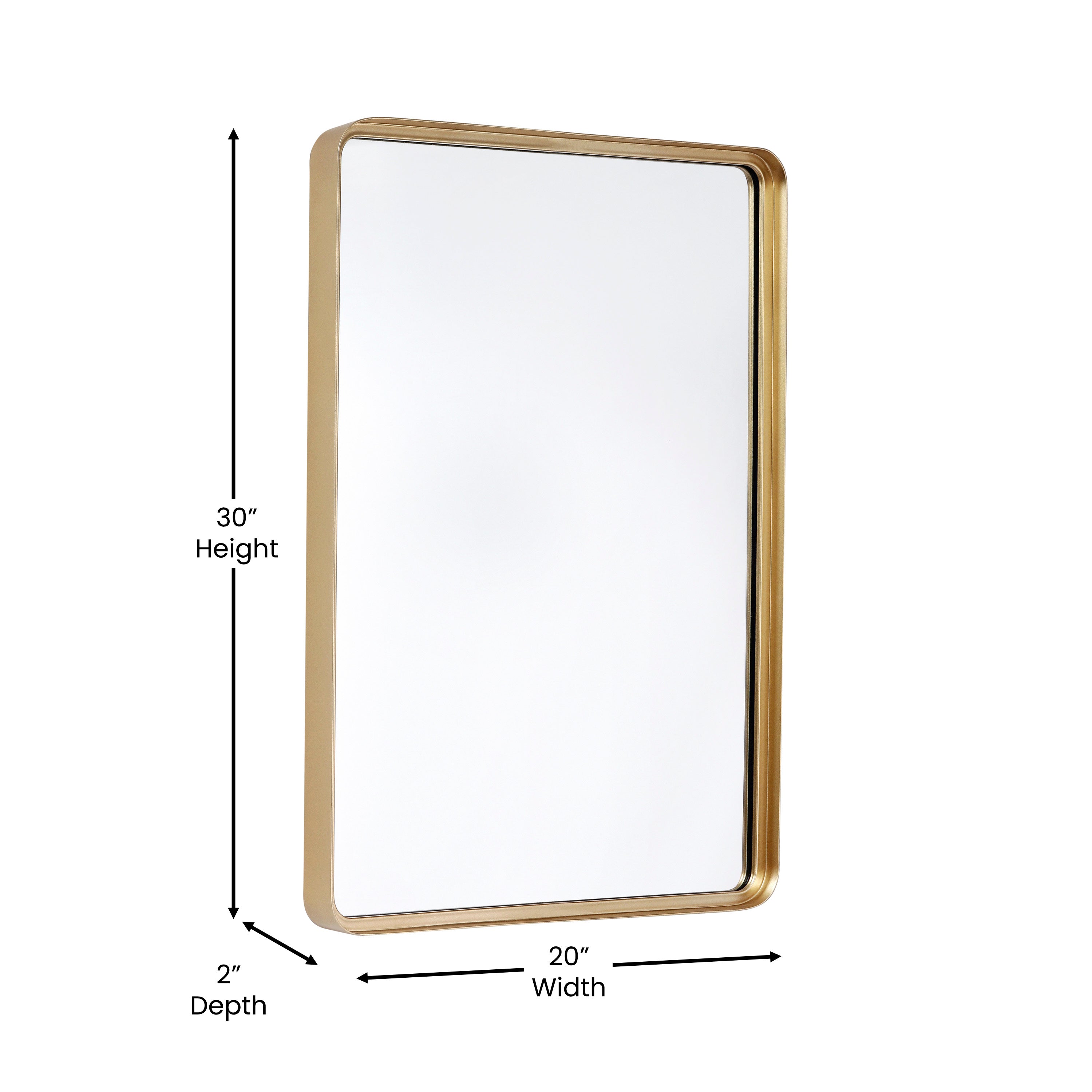 Janinne 20"x30" Rectangle Gold Metal Deep Framed Wall Mirror - Large Accent Mirror for Bathroom, Entryway, Dining Room, & Living Room