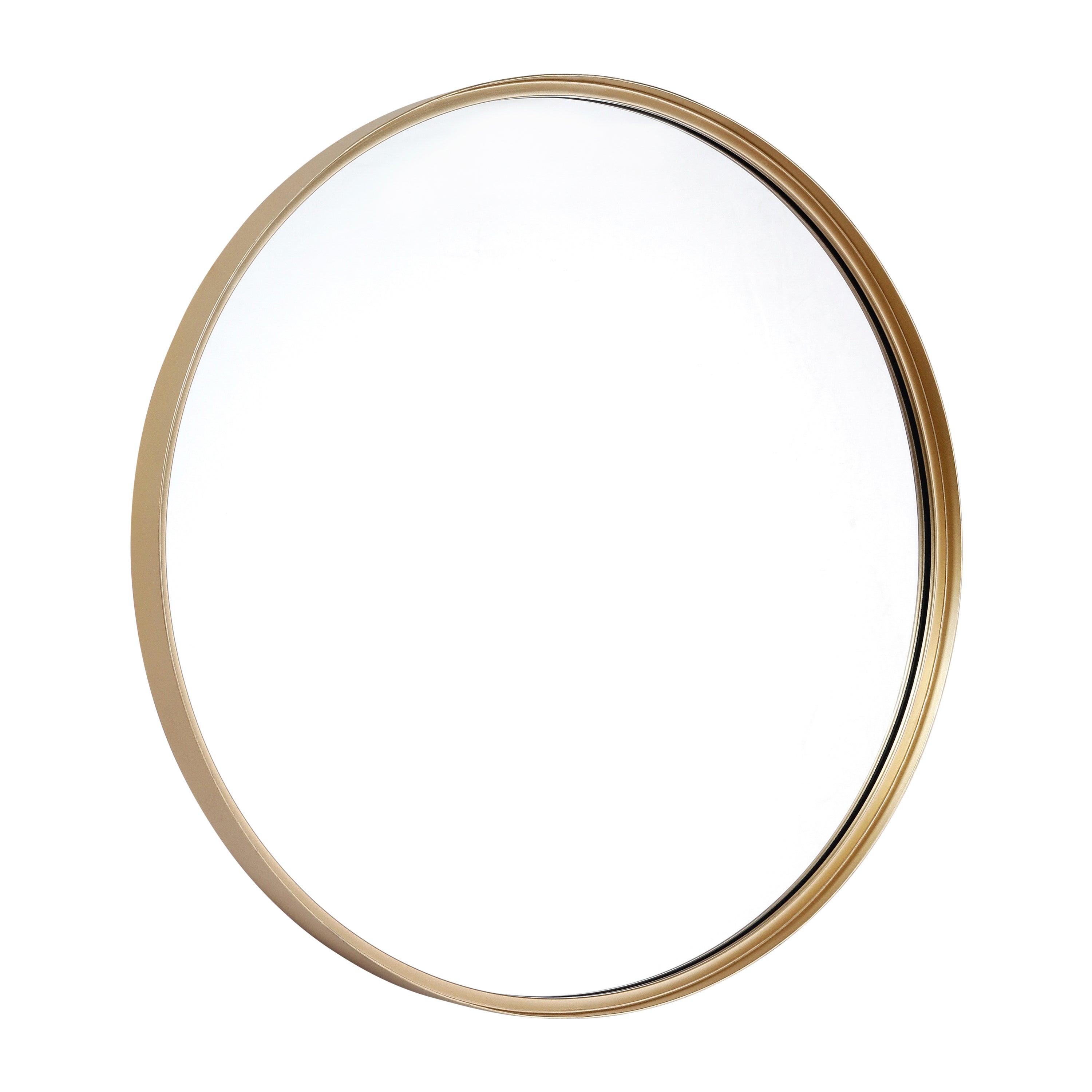 Jennifer 27.5" Round Gold Metal Deep Framed Wall Mirror - Large Accent Mirror for Bathroom, Entryway, Dining Room, & Living Room