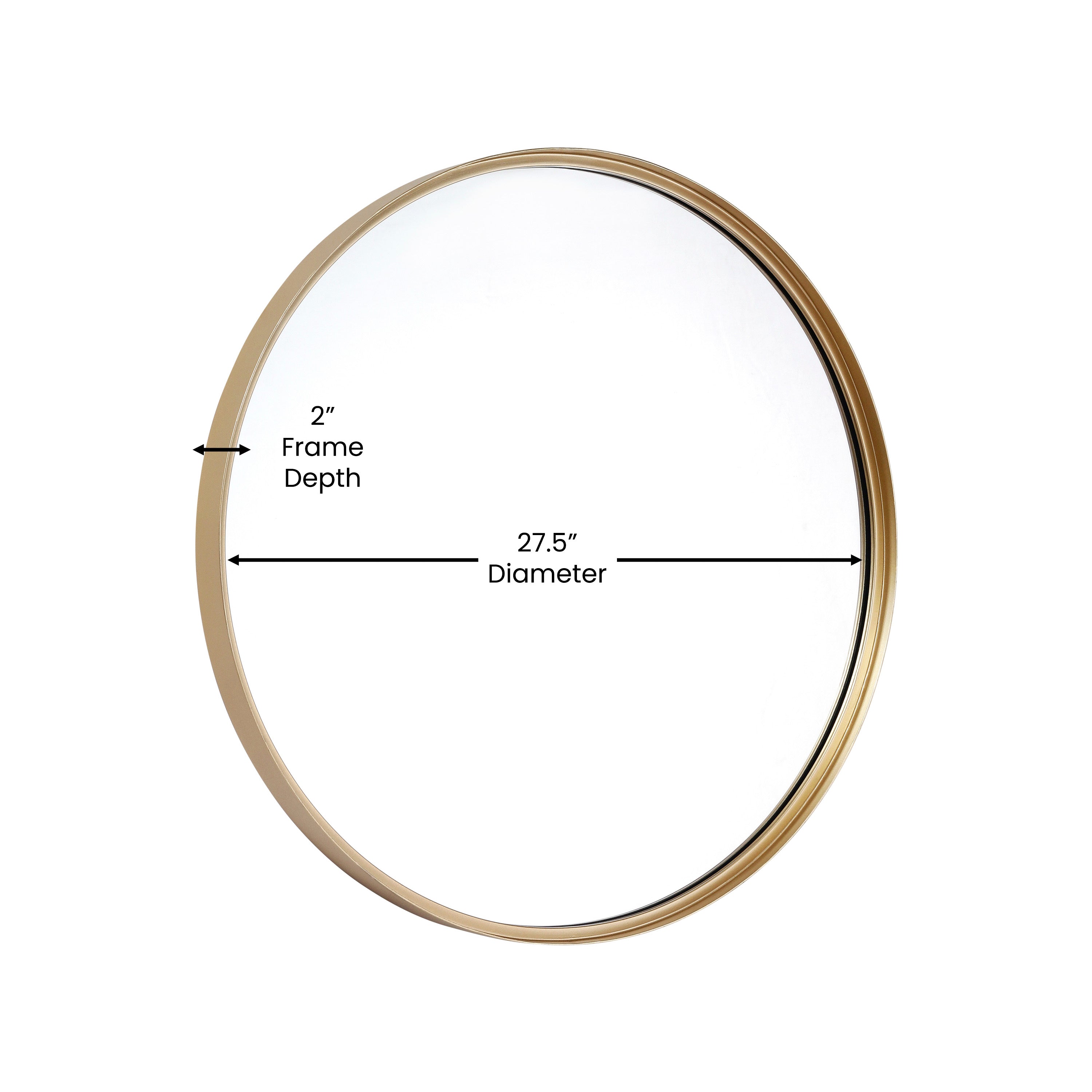 Jennifer 27.5" Round Gold Metal Deep Framed Wall Mirror - Large Accent Mirror for Bathroom, Entryway, Dining Room, & Living Room