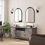 Esme 35" x 24" Traditional Arched Wall Mirror with Baroque Detail - Large Accent Mirror for Bathroom, Entryway, Dining Room, & Living Room in Black
