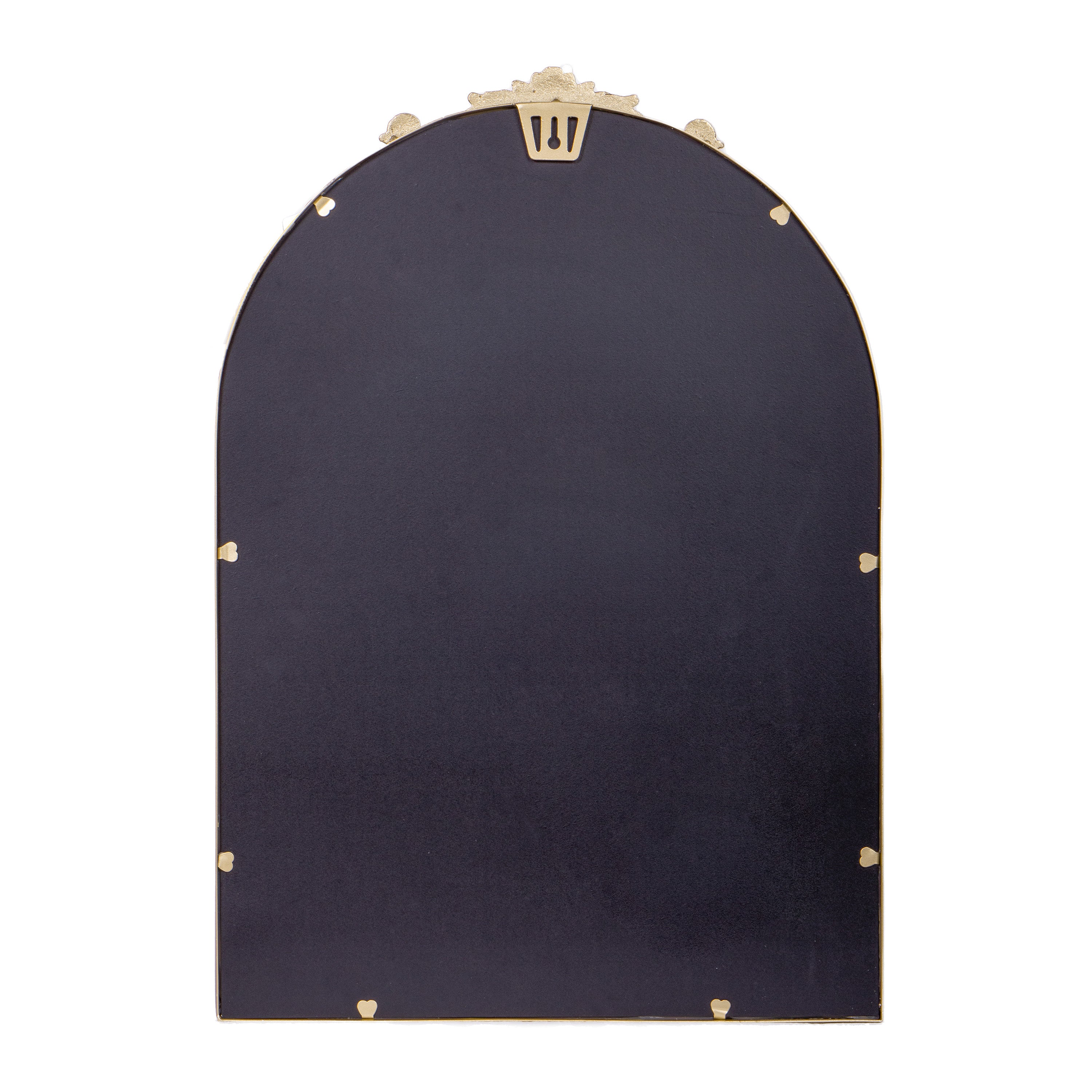 Esme 29" x 20" Traditional Arched Wall Mirror with Baroque Detail - Large Accent Mirror for Bathroom, Entryway, Dining Room, & Living Room in Gold