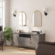 Esme 29" x 20" Traditional Arched Wall Mirror with Baroque Detail - Large Accent Mirror for Bathroom, Entryway, Dining Room, & Living Room in Gold