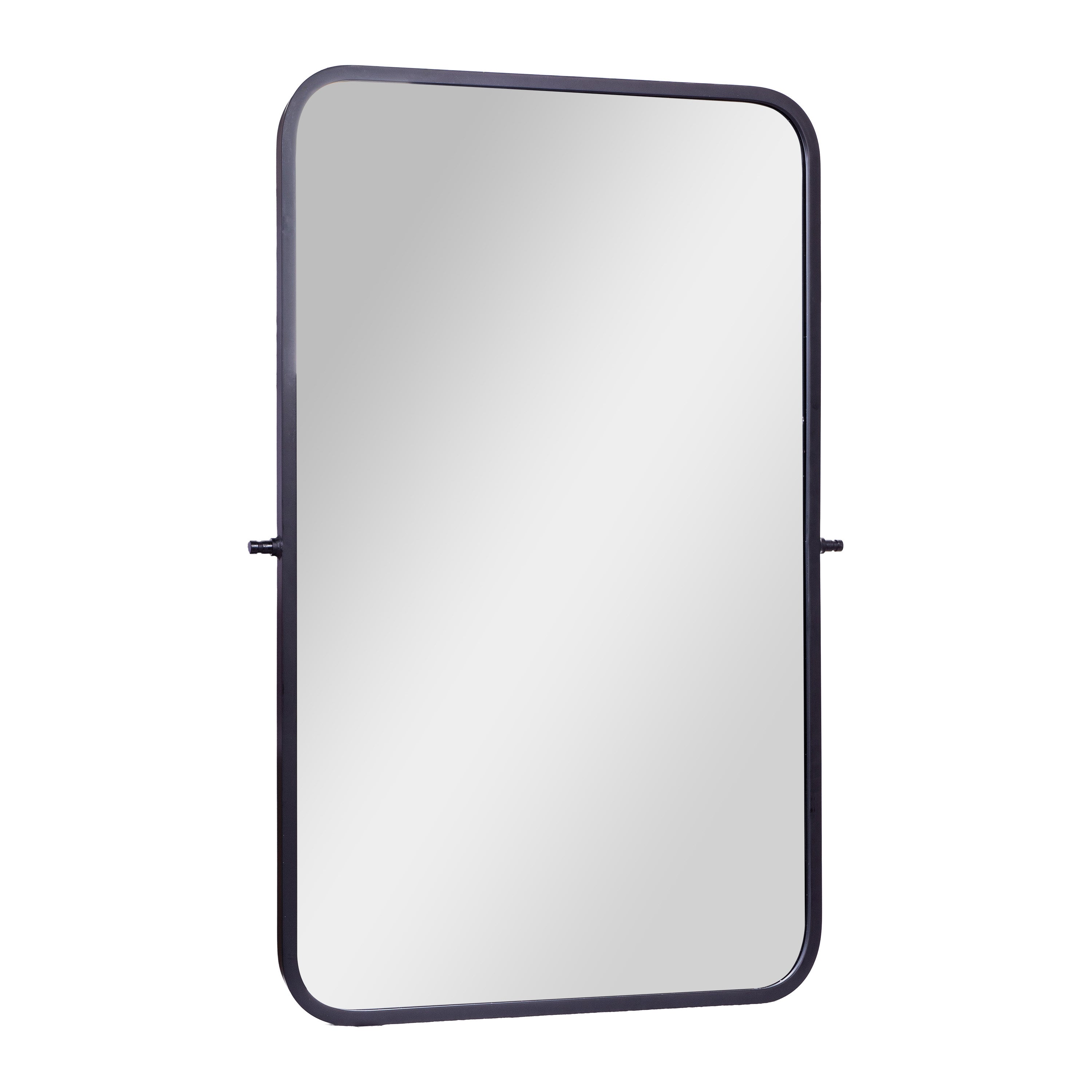 Finlay 35" x 27" Metal Pivot Wall Mirror - Large Accent Vanity Mirror for Bathroom in Black