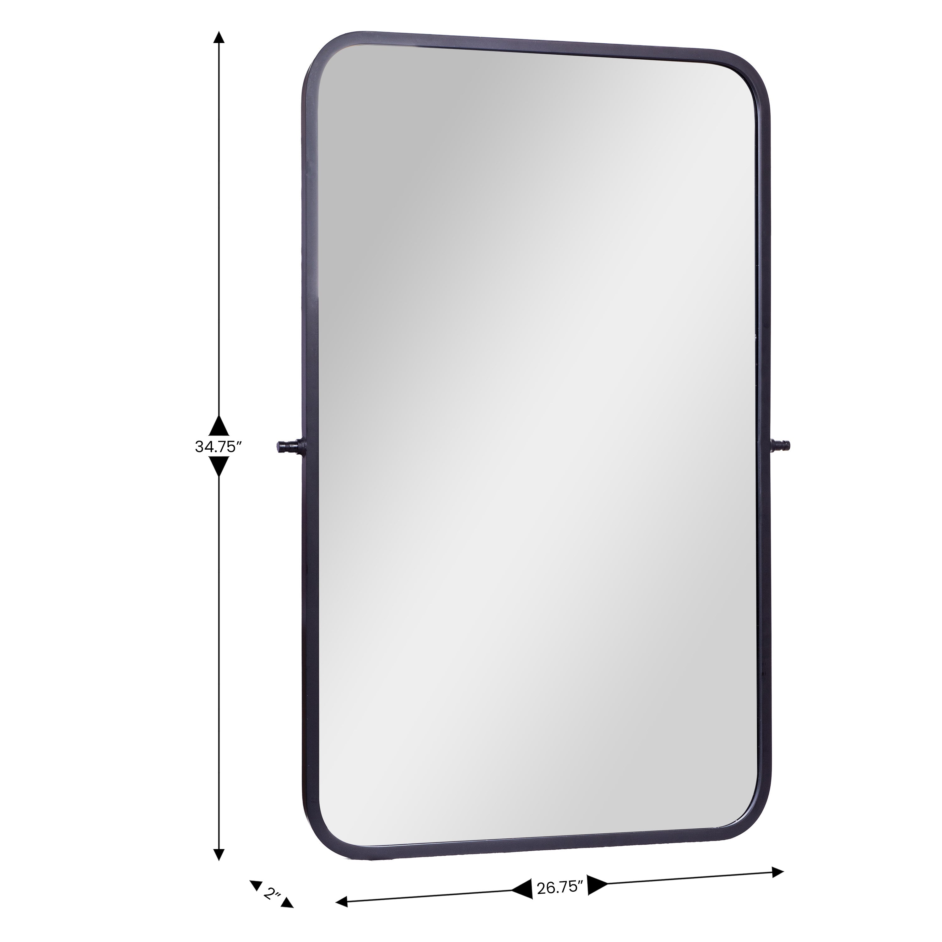 Finlay 35" x 27" Metal Pivot Wall Mirror - Large Accent Vanity Mirror for Bathroom in Black