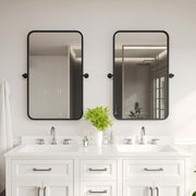 Finlay 35" x 27" Metal Pivot Wall Mirror - Large Accent Vanity Mirror for Bathroom in Black