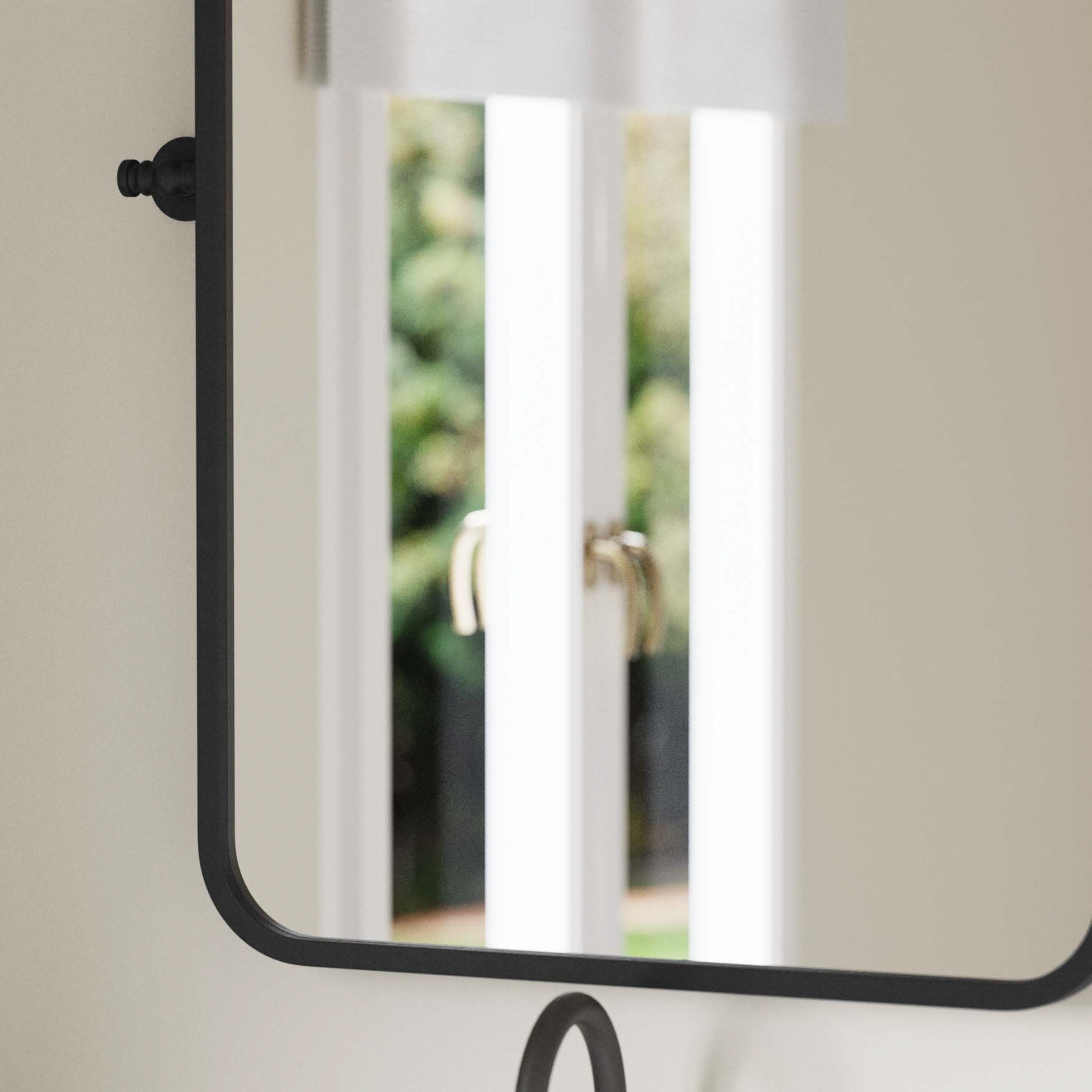 Finlay 35" x 27" Metal Pivot Wall Mirror - Large Accent Vanity Mirror for Bathroom in Black