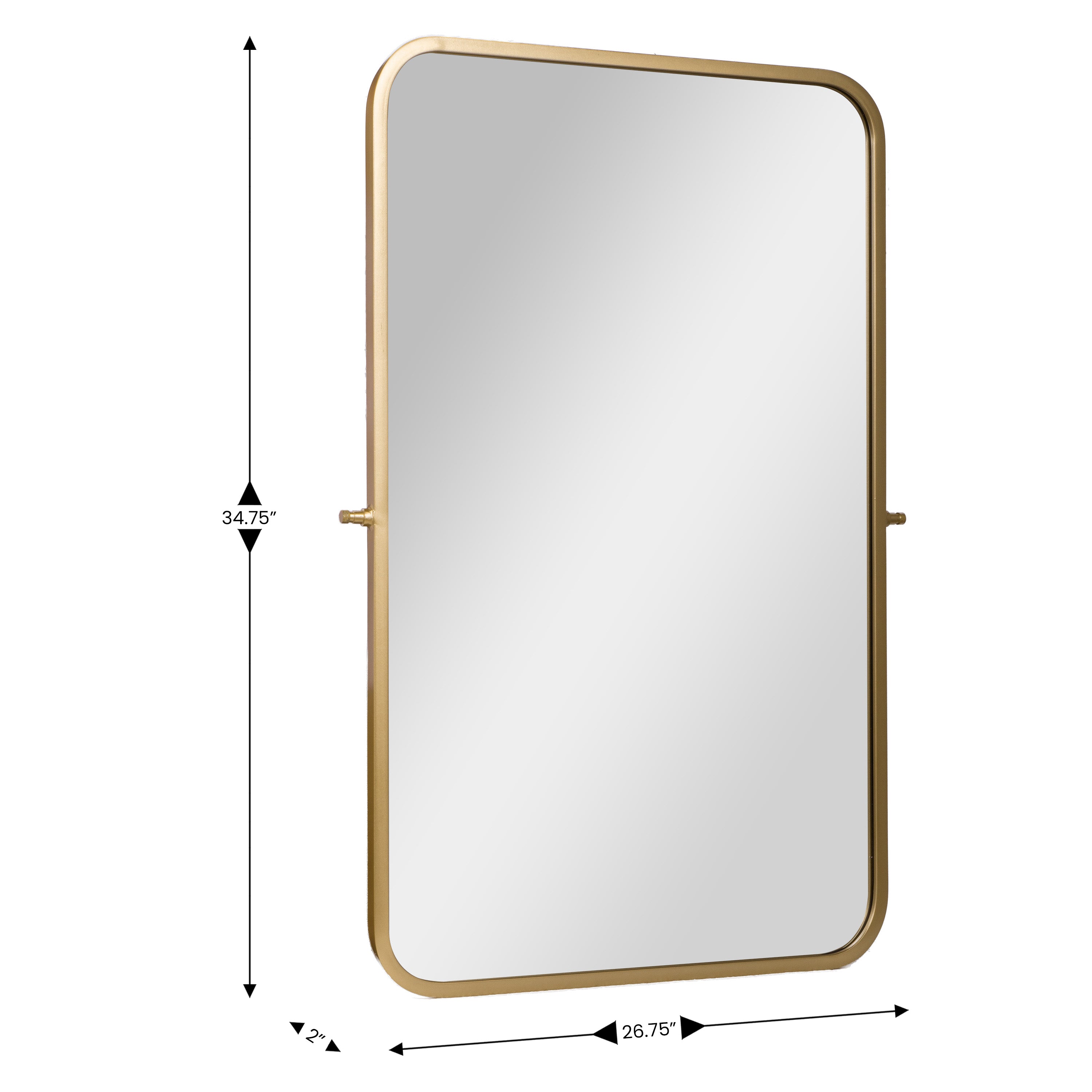 Finlay 35" x 27" Metal Pivot Wall Mirror - Large Accent Vanity Mirror for Bathroom in Gold