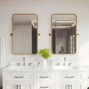 Finlay 35" x 27" Metal Pivot Wall Mirror - Large Accent Vanity Mirror for Bathroom in Gold