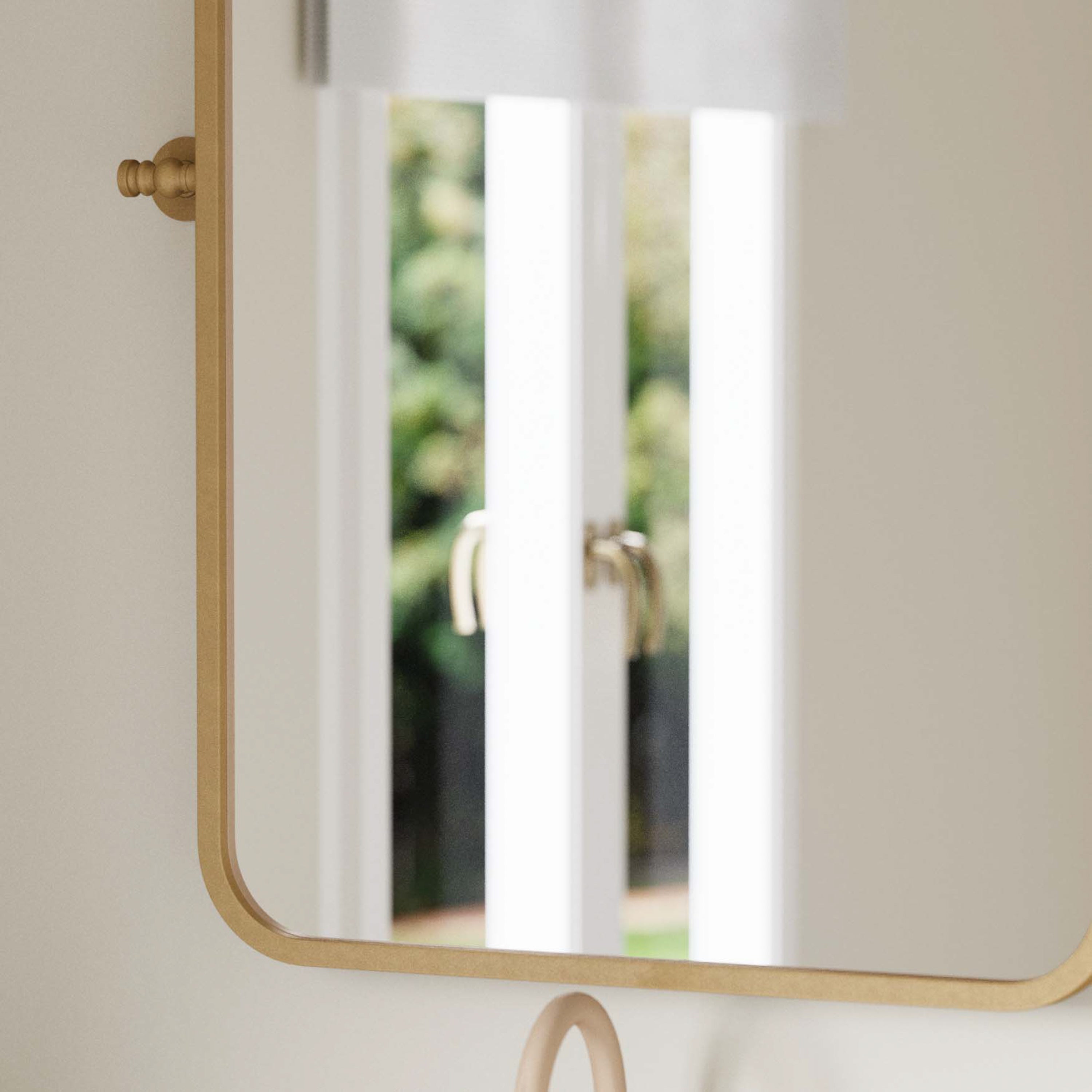 Finlay 35" x 27" Metal Pivot Wall Mirror - Large Accent Vanity Mirror for Bathroom in Gold