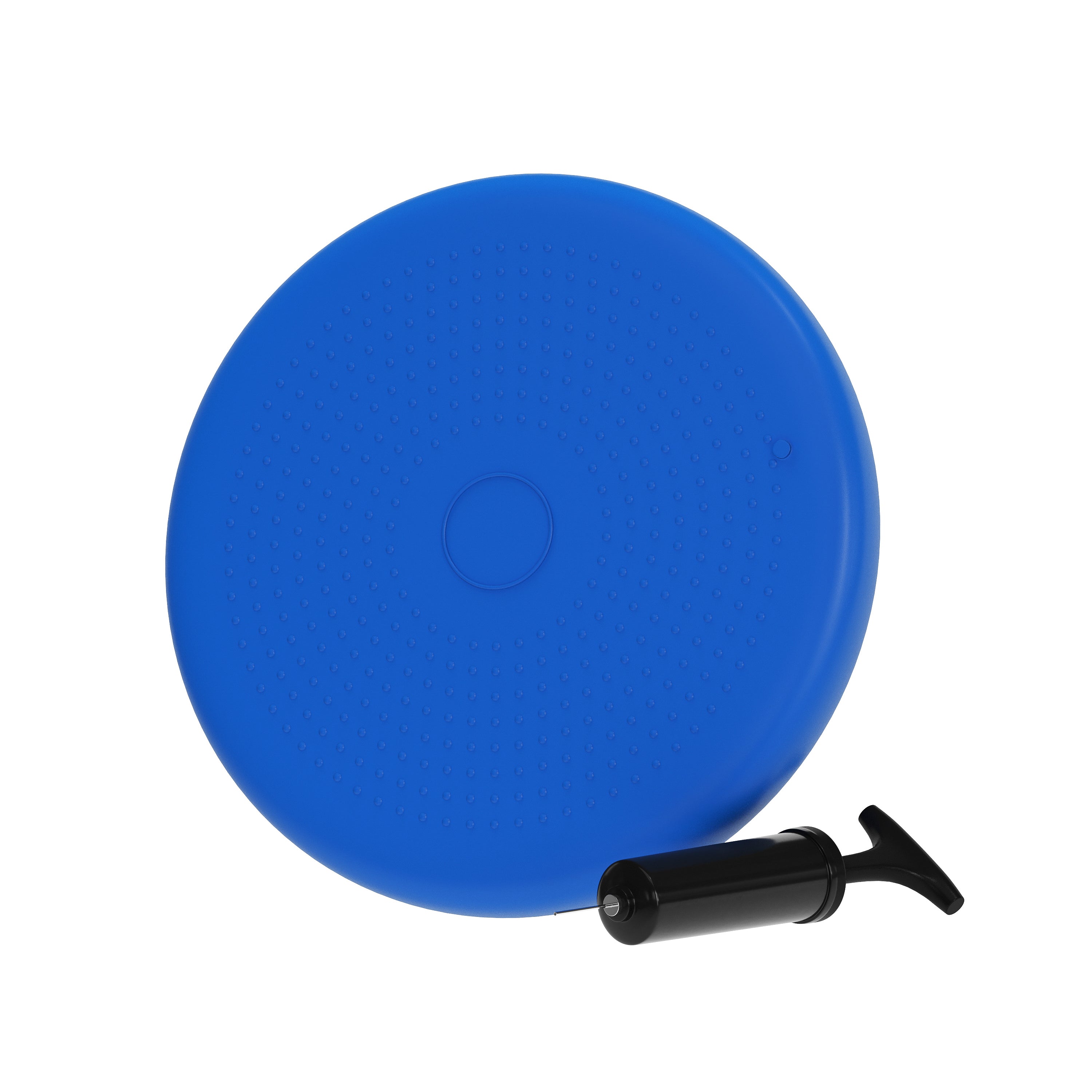 Alfie Blue 13 Inch Round Inflatable Wobble Cushion with Dual Sided Grips for Sitting or Standing and Included Hand Pump