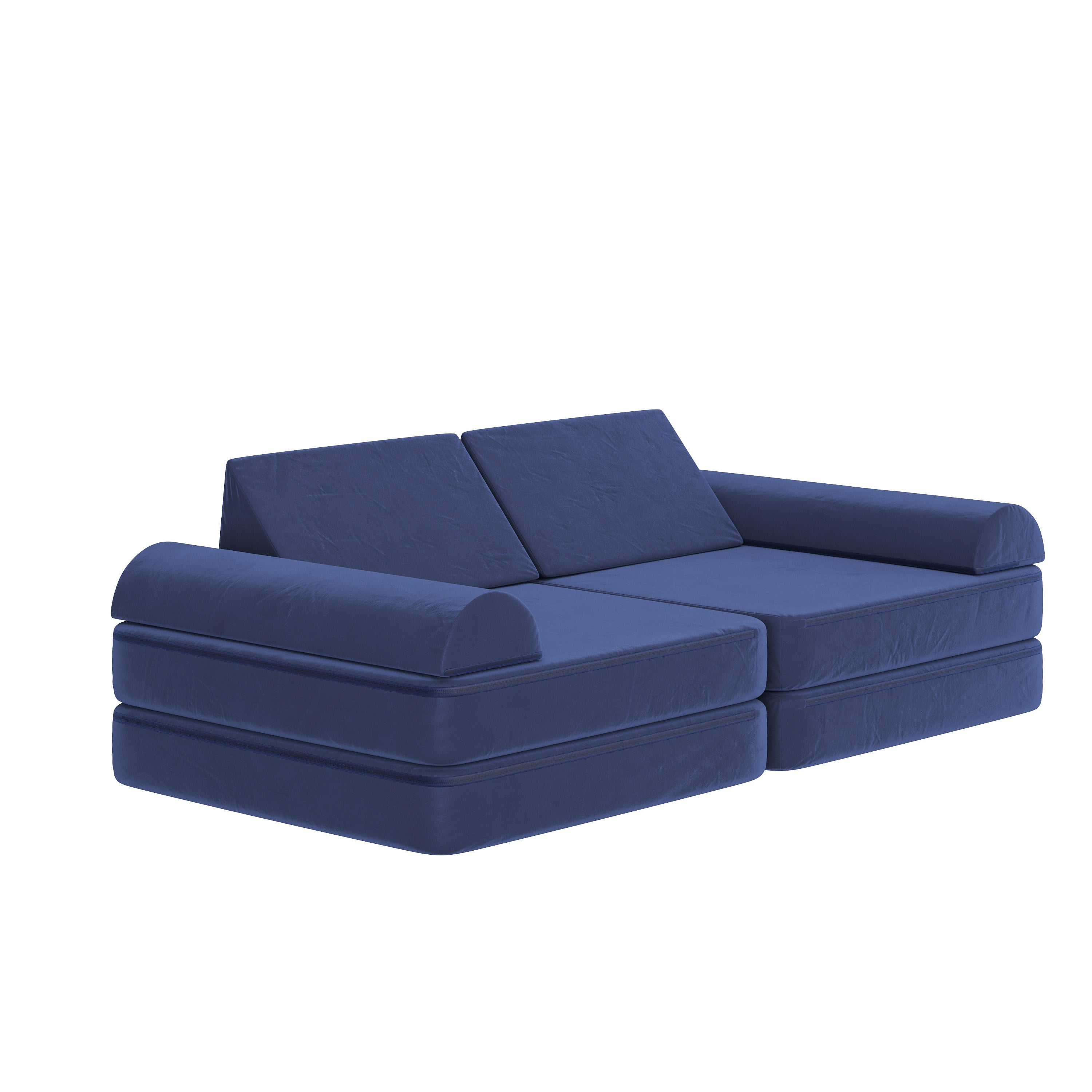 Marlowe 56" Modular Kids Play Couch with 6 Soft Foam Sectional Sofa Pieces in Blue