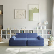 Marlowe 56" Modular Kids Play Couch with 6 Soft Foam Sectional Sofa Pieces in Blue