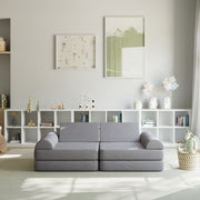Marlowe 56" Modular Kids Play Couch with 6 Soft Foam Sectional Sofa Pieces in Gray