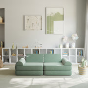 Marlowe 56" Modular Kids Play Couch with 6 Soft Foam Sectional Sofa Pieces in Sage