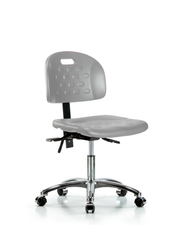 Newport Industrial Polyurethane Chair Chrome - Desk Height with Casters in Gray Polyurethane