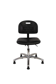 Newport Industrial Polyurethane Chair Chrome - Desk Height with Stationary Glides in Black Polyurethane