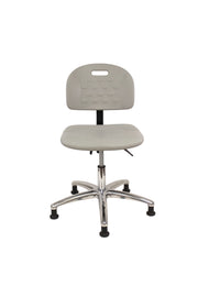 Newport Industrial Polyurethane Chair Chrome - Desk Height with Stationary Glides in Gray Polyurethane