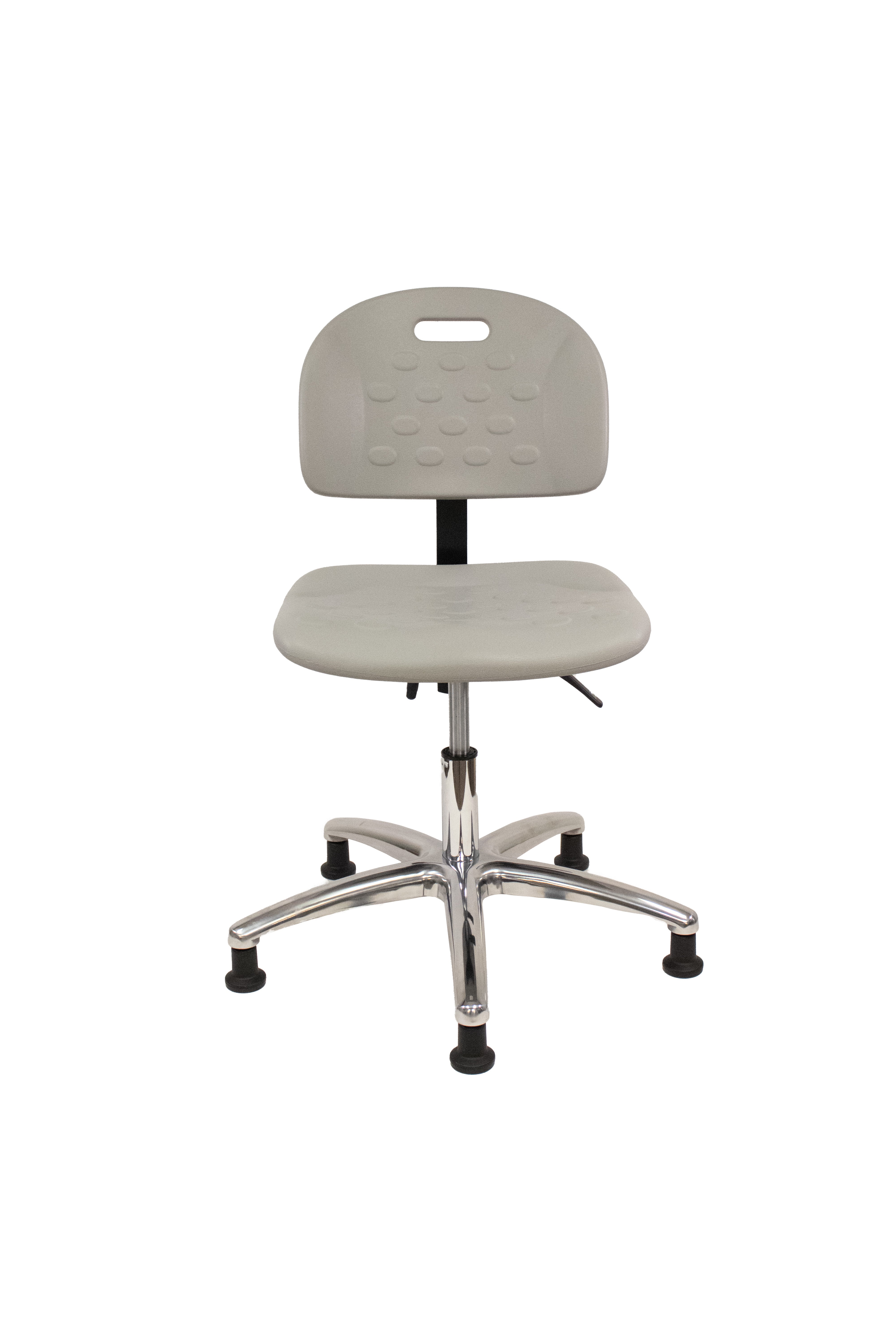 Newport Industrial Polyurethane Chair Chrome - Desk Height with Stationary Glides in Gray Polyurethane