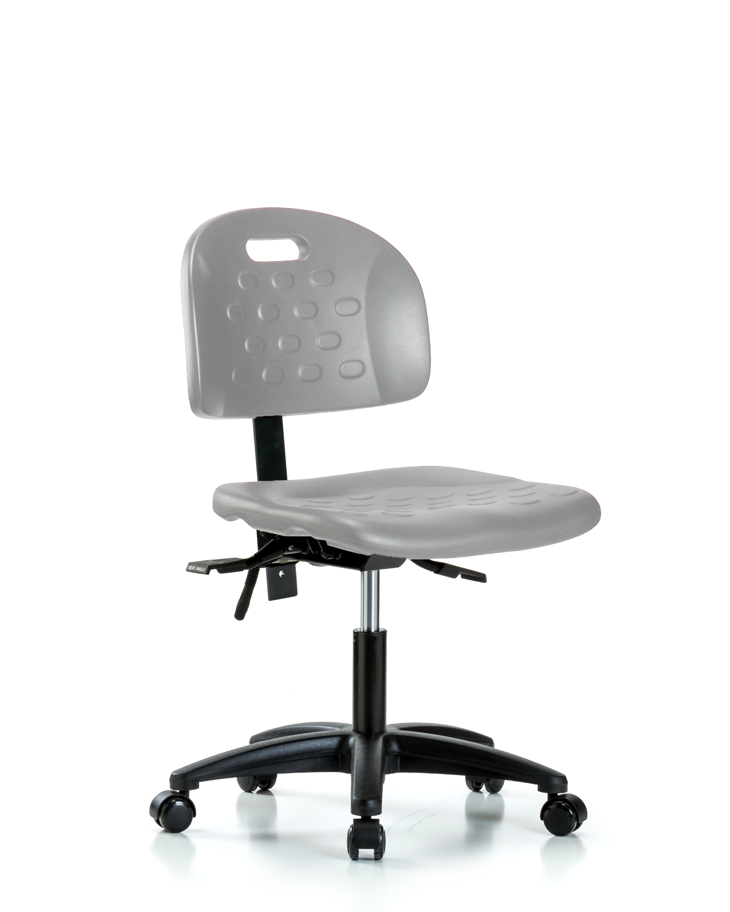 Newport Industrial Polyurethane Chair - Desk Height with Casters in Gray Polyurethane