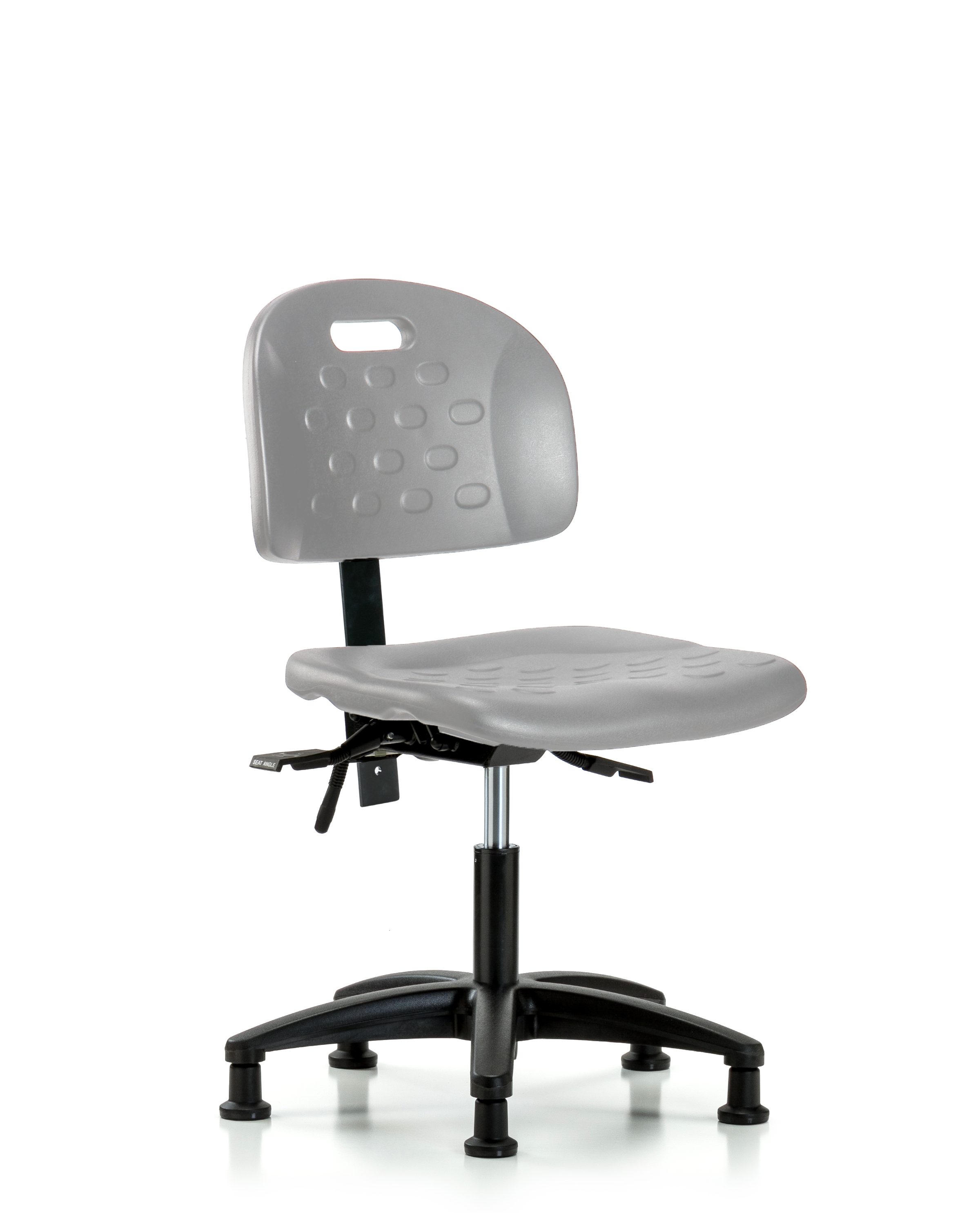 Newport Industrial Polyurethane Chair - Desk Height with Stationary Glides in Gray Polyurethane
